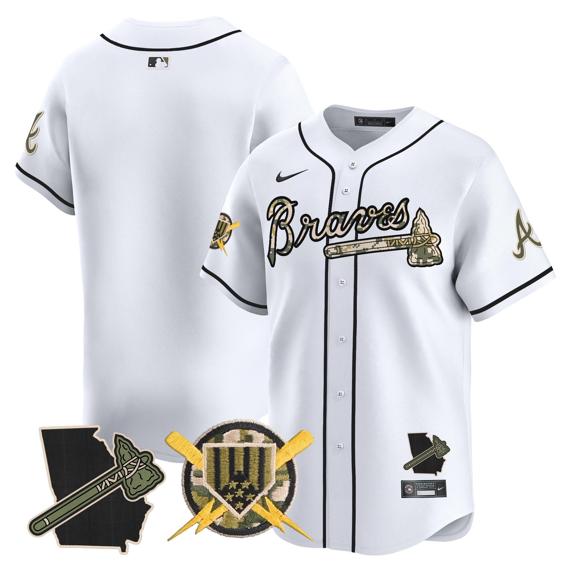 Men's Atlanta Braves Armed Forces Day Vapor Premier Limited White Jersey - All Stitched