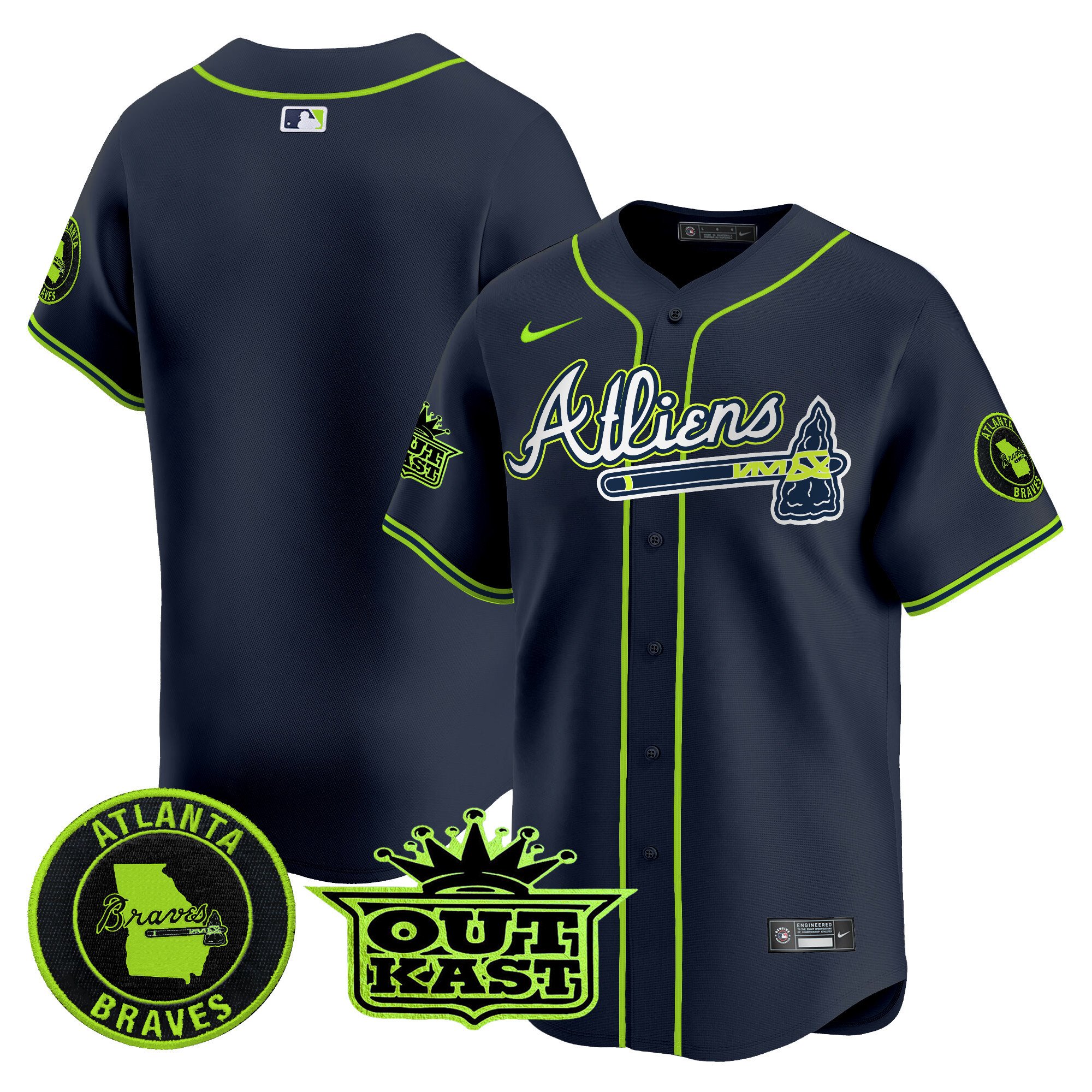 Men's Atlanta Braves Atliens Vapor Premier Limited Atliens Jersey V4 - All Stitched
