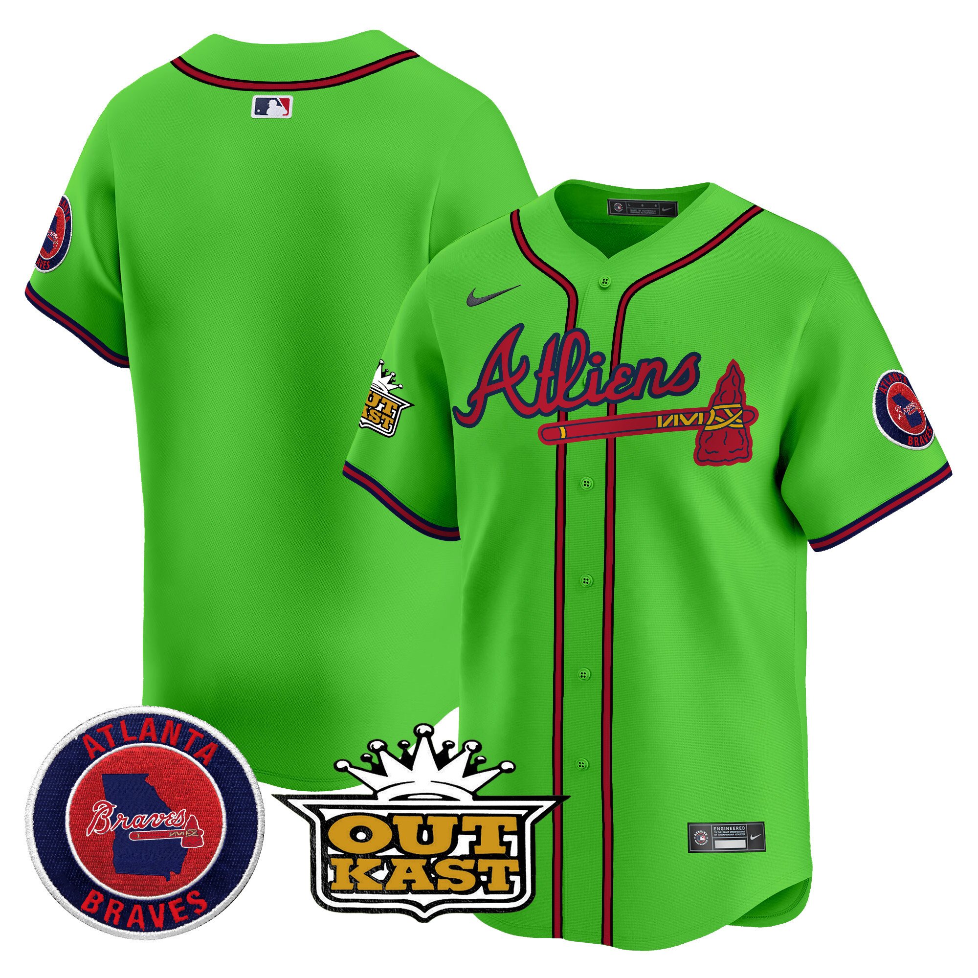 Men's Atlanta Braves Atliens Vapor Premier Limited Green Jersey V4 - All Stitched