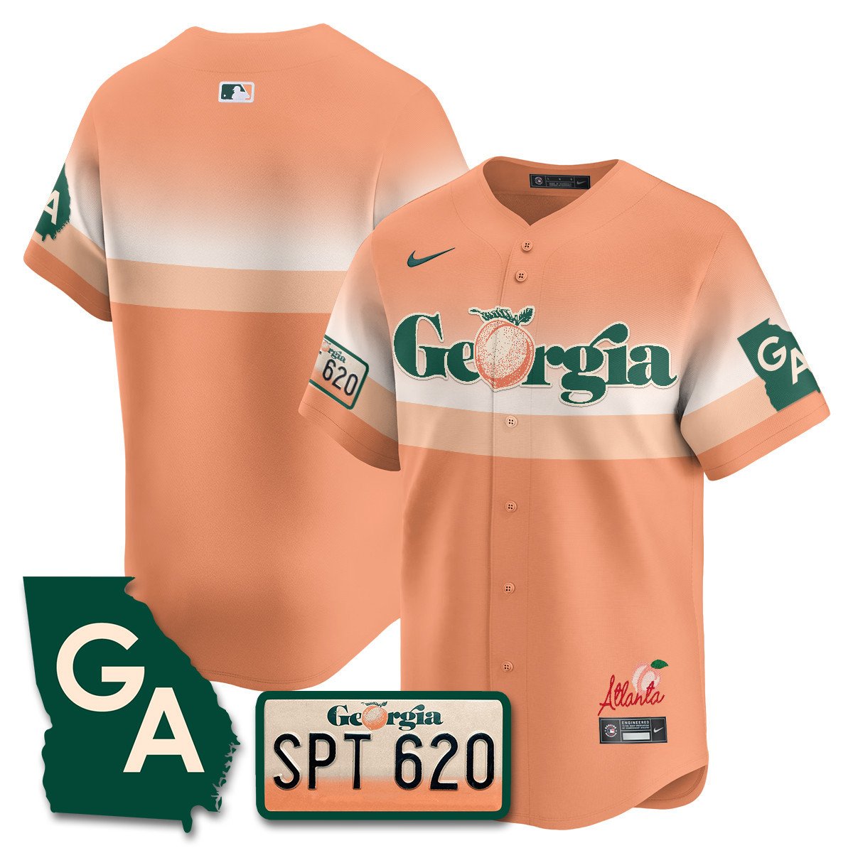 Men's Atlanta Braves Peach Plates - Georgia Peaches Vapor Premier Limited Peach Jersey - Printed