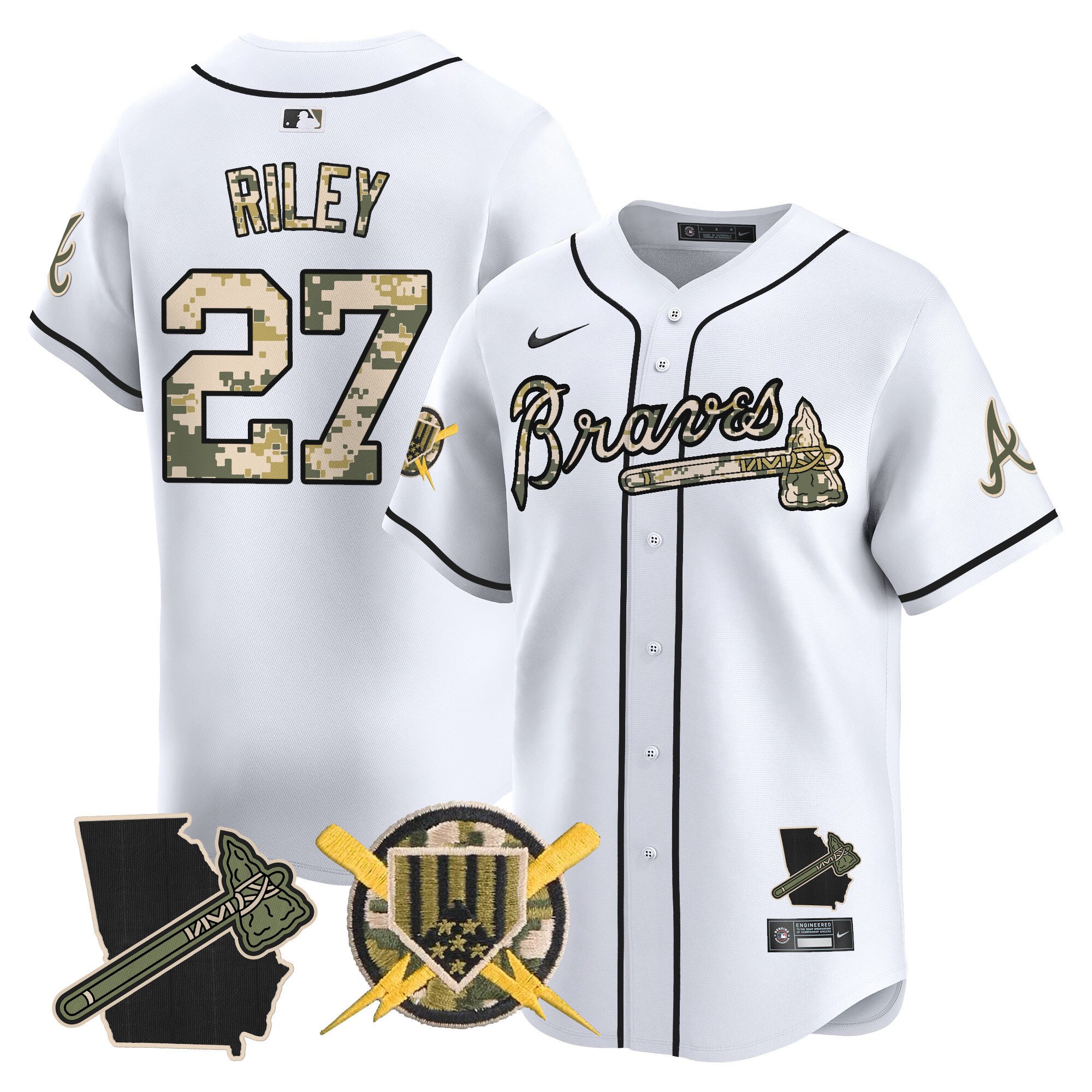 Men's Austin Riley Atlanta Braves Armed Forces Day Vapor Premier Limited White Jersey - All Stitched
