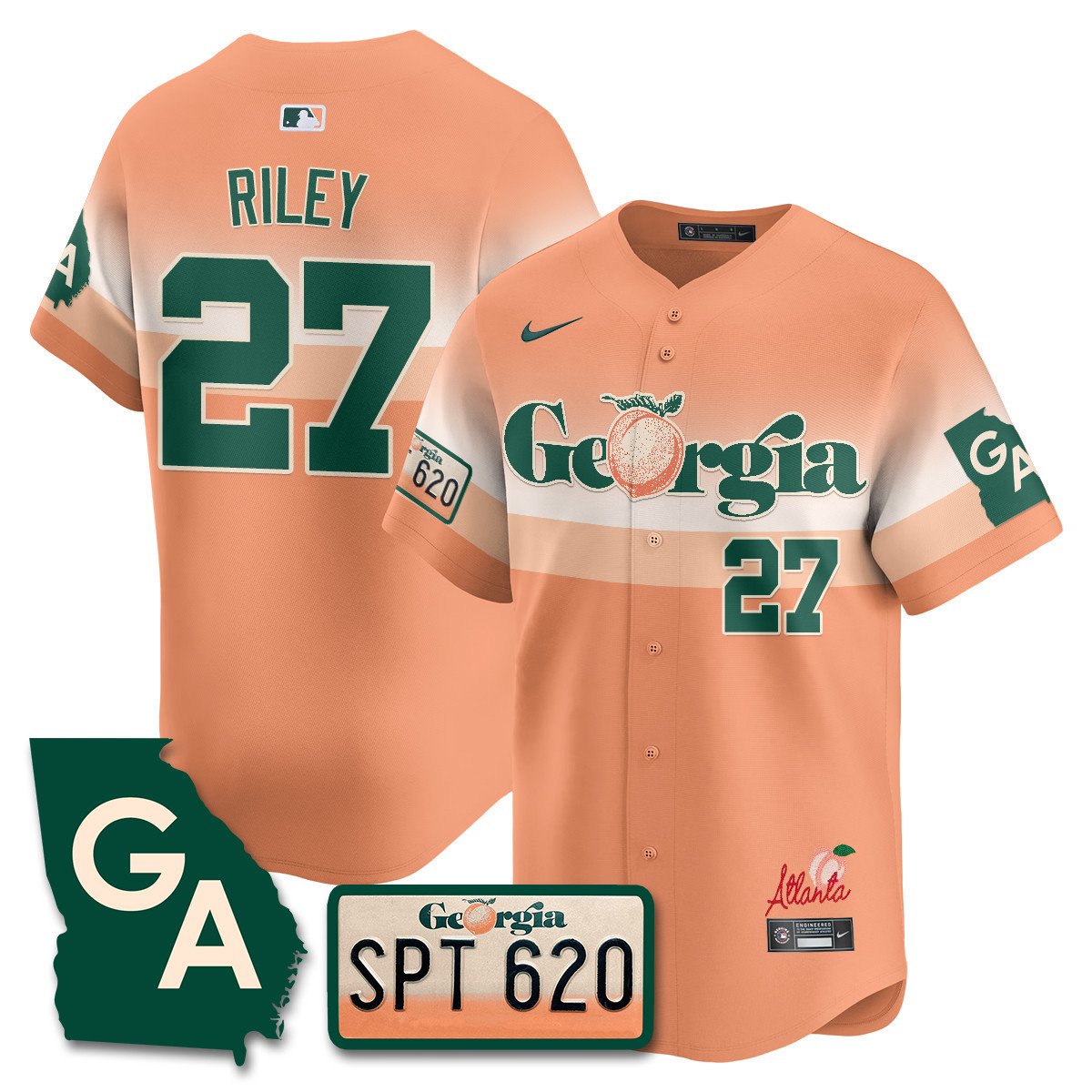 Men's Austin Riley Atlanta Braves Peach Plates - Georgia Peaches Vapor Premier Limited Peach Jersey - Printed