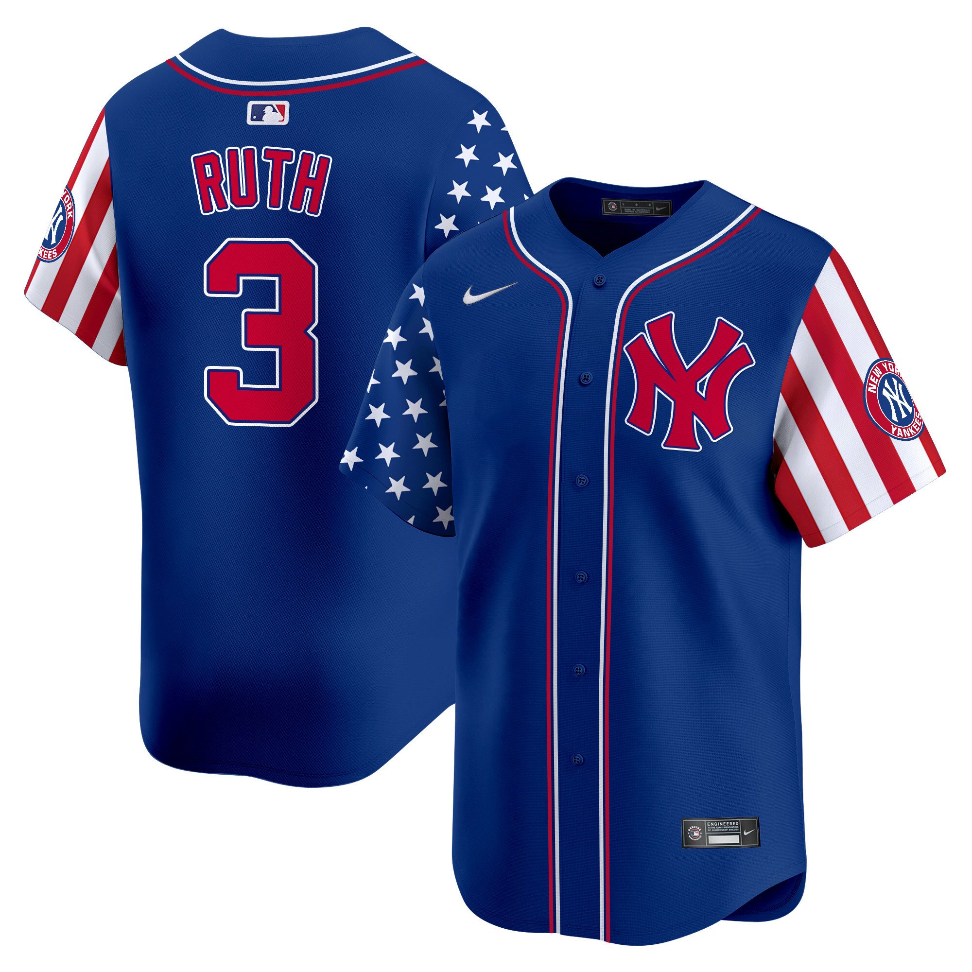 Men's Babe Ruth New York Yankees 2024 Independence Day Vapor Premier Limited Royal Jersey - All Stitched
