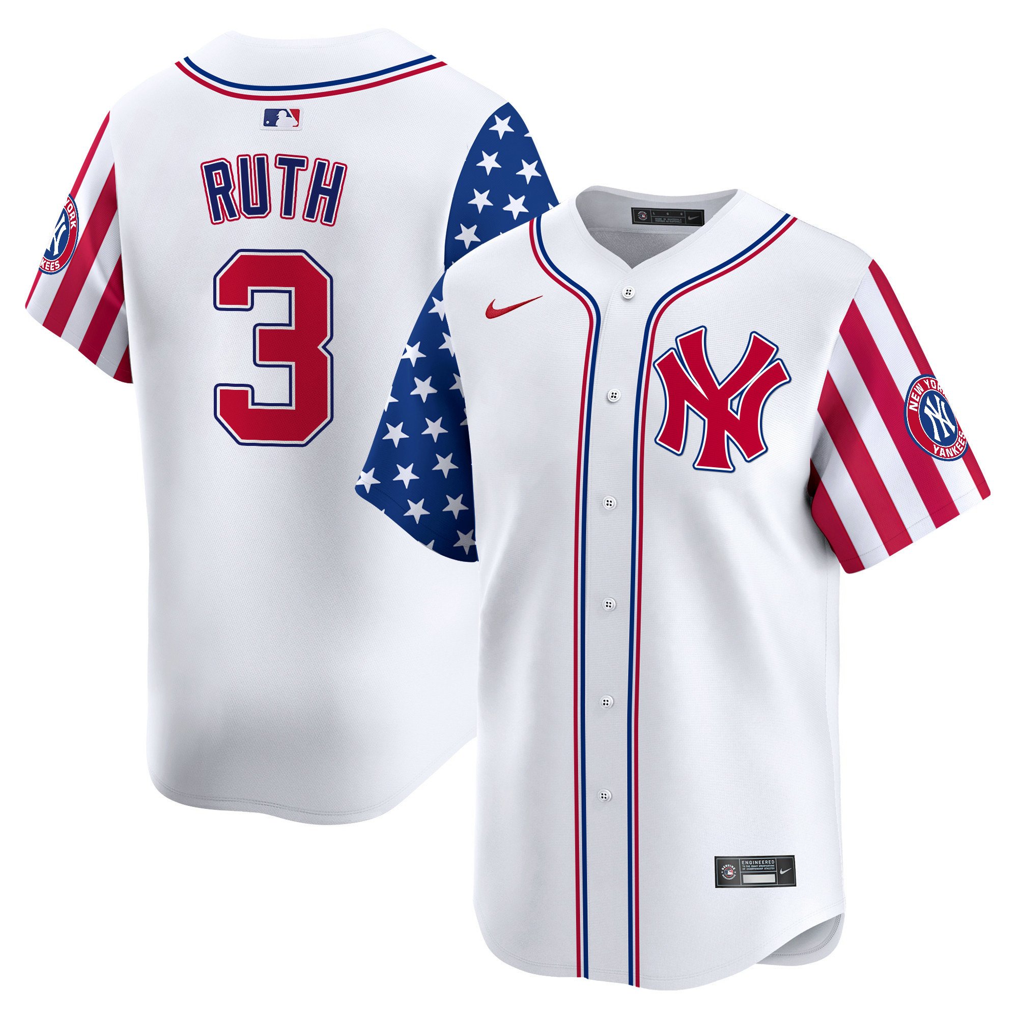 Men's Babe Ruth New York Yankees 2024 Independence Day Vapor Premier Limited White Jersey - All Stitched