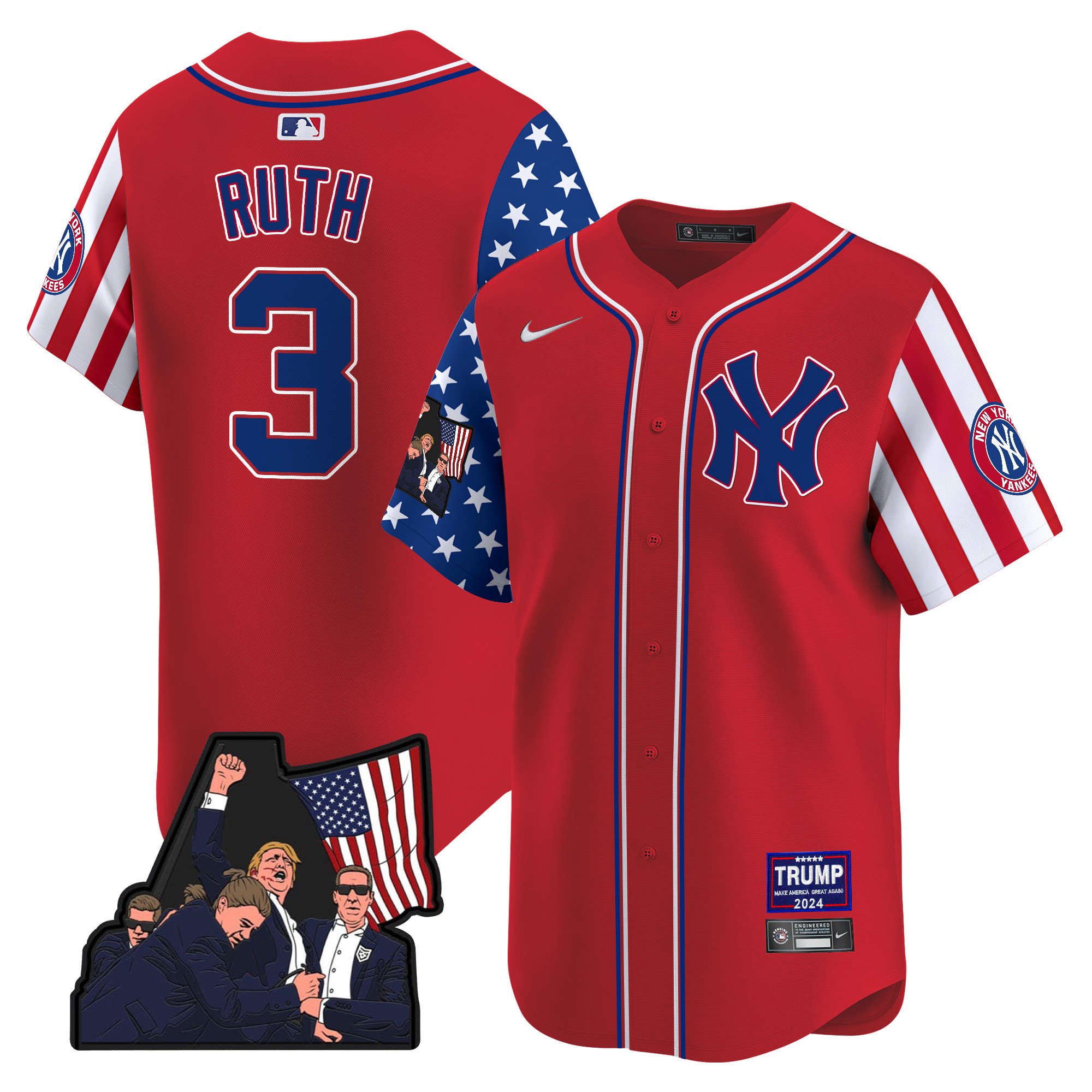 Men's Babe Ruth New York Yankees Make American Great Again Vapor Premier Limited Red Jersey - All Stitched