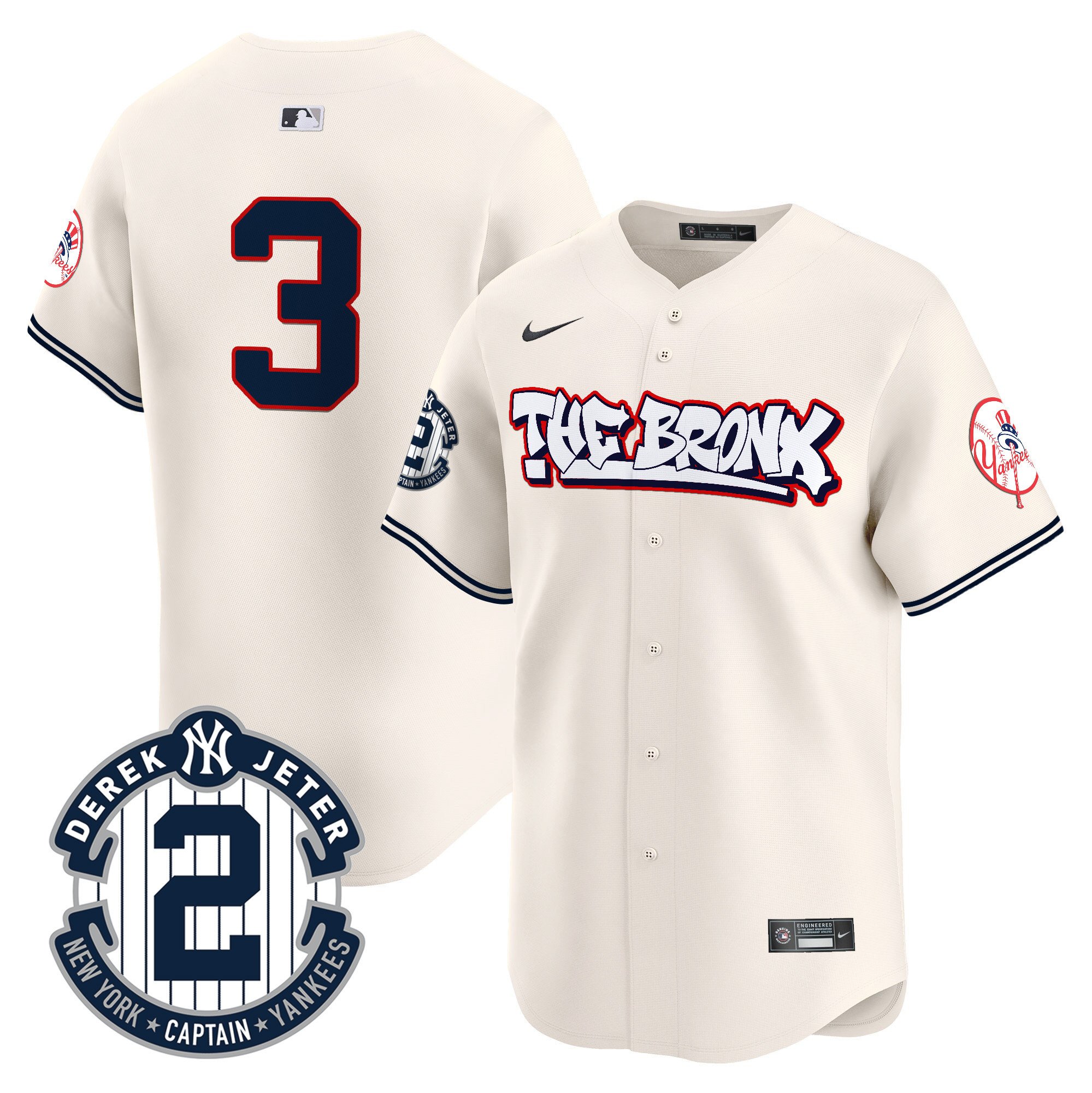 Men's Babe Ruth New York Yankees The Bronx Graffiti Vapor Premier Limited Cream Jersey V8 - All Stitched