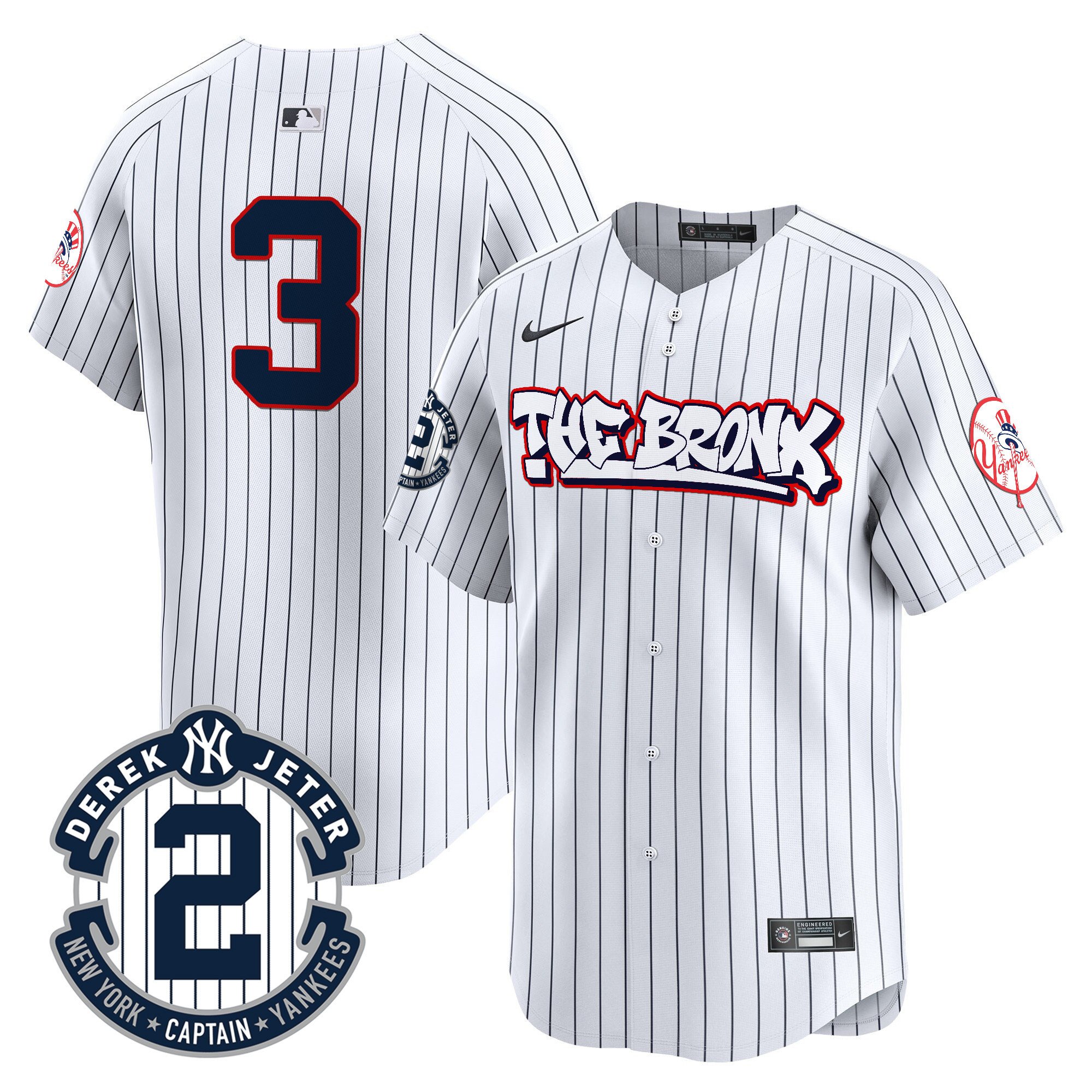 Men's Babe Ruth New York Yankees The Bronx Graffiti Vapor Premier Limited Pinstripe Jersey V8 - All Stitched