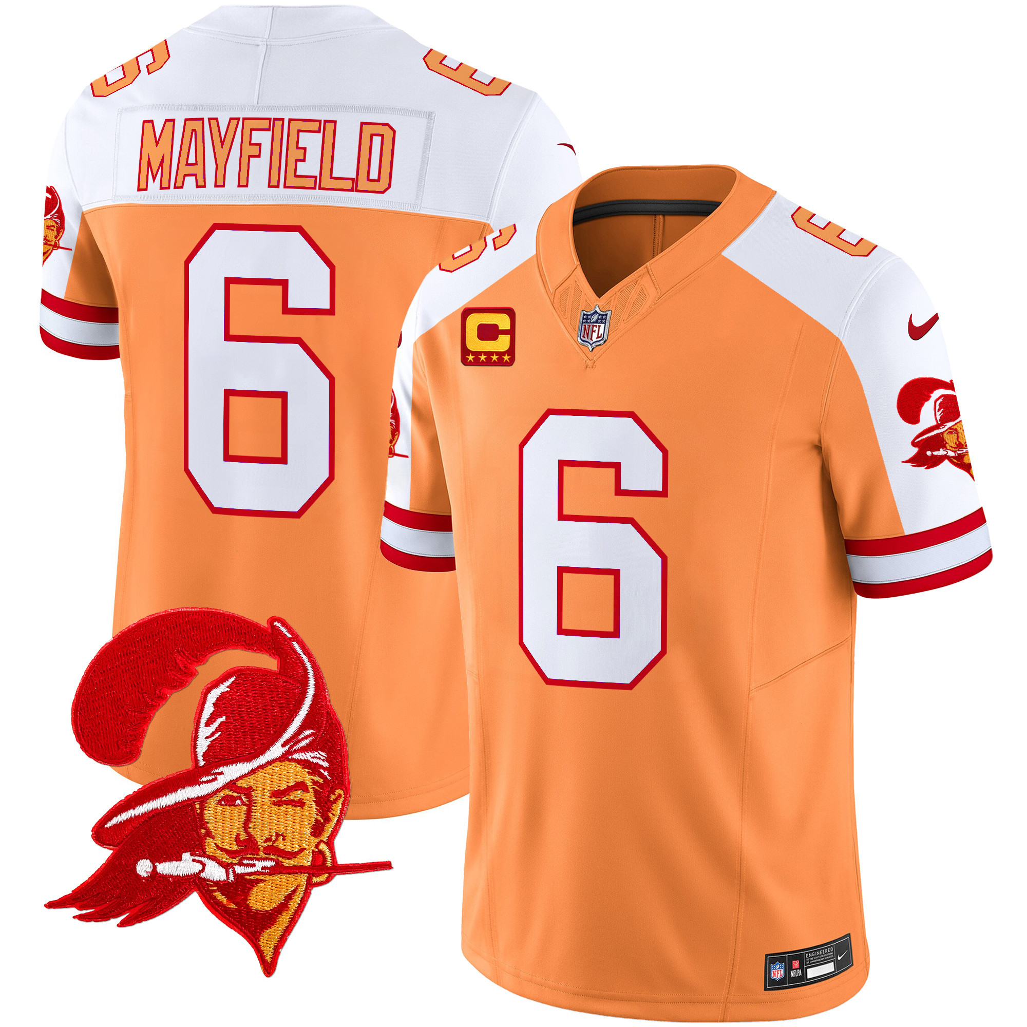 Men's Baker Mayfield Tampa Bay Buccaneers Throwback Vapor Limited Creamsicle Alternate Jersey V2 - All Stitched