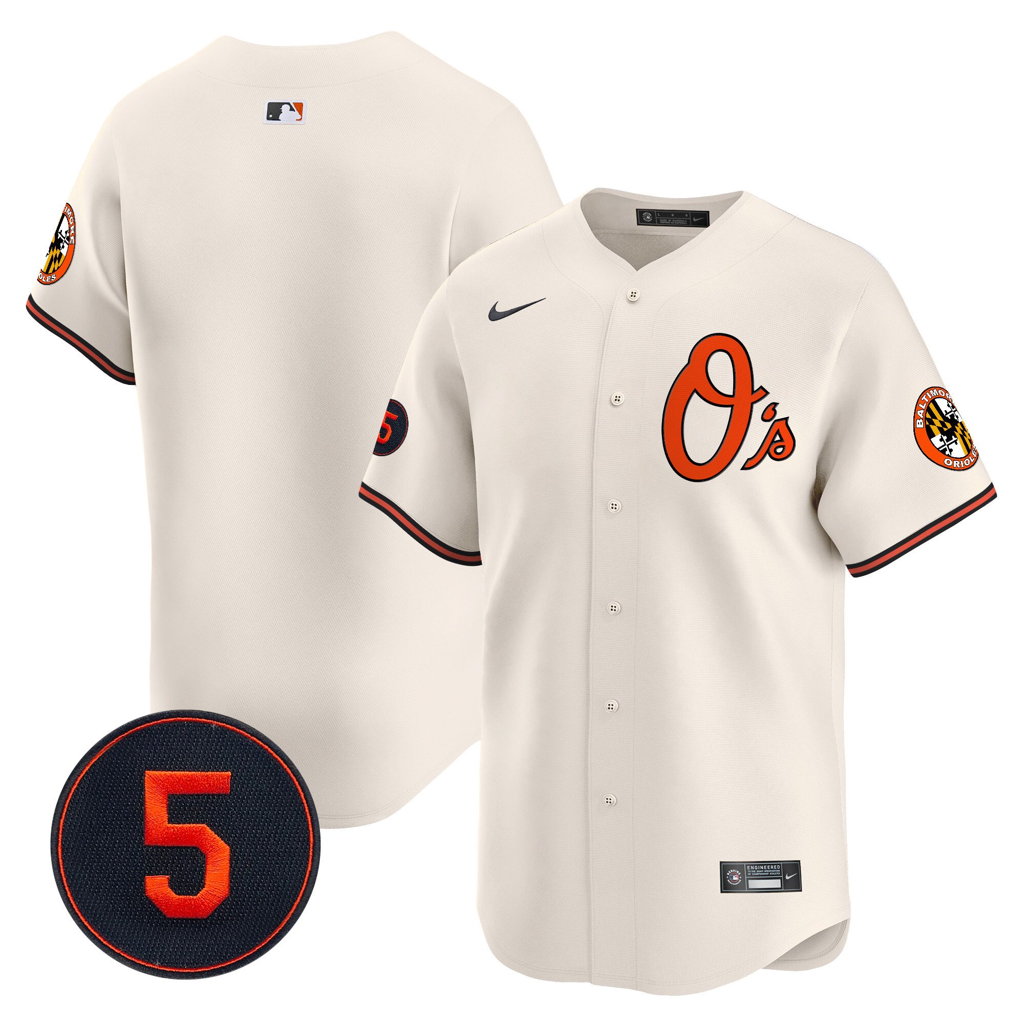 Men's Baltimore Orioles Robinson Patch Vapor Premier Limited Cream Jersey V4 - All Stitched