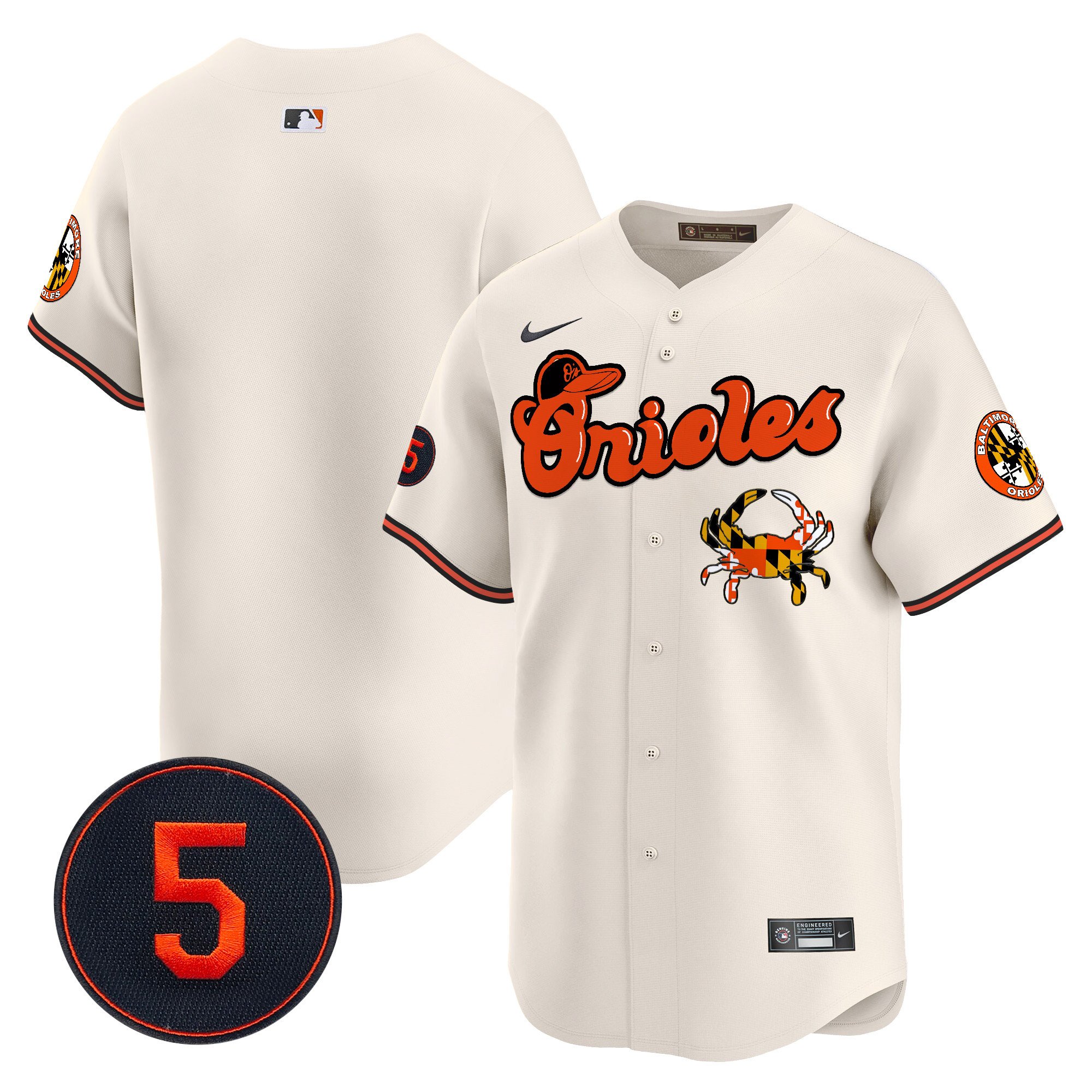 Men's Baltimore Orioles Robinson Patch Vapor Premier Limited Cream Jersey V6 - All Stitched