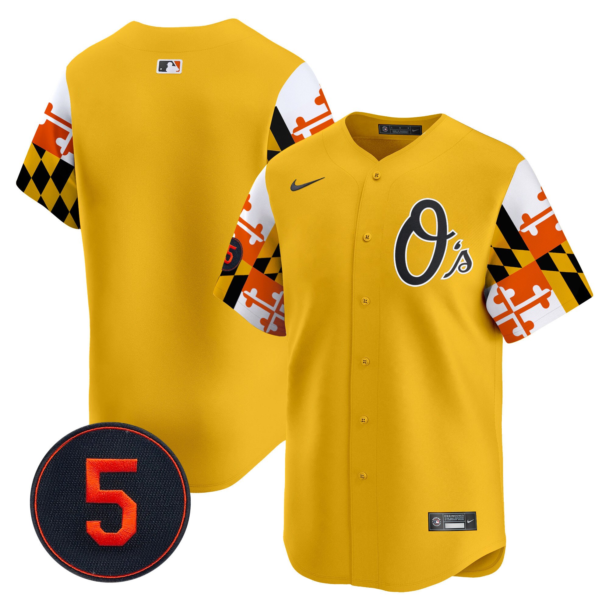 Men's Baltimore Orioles Robinson Patch Vapor Premier Limited Gold Jersey V5 - All Stitched