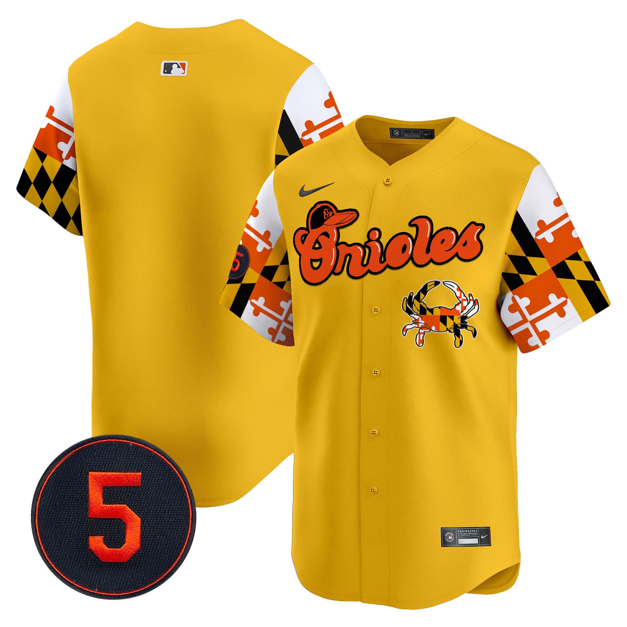 Men's Baltimore Orioles Robinson Patch Vapor Premier Limited Gold Jersey V7 - All Stitched