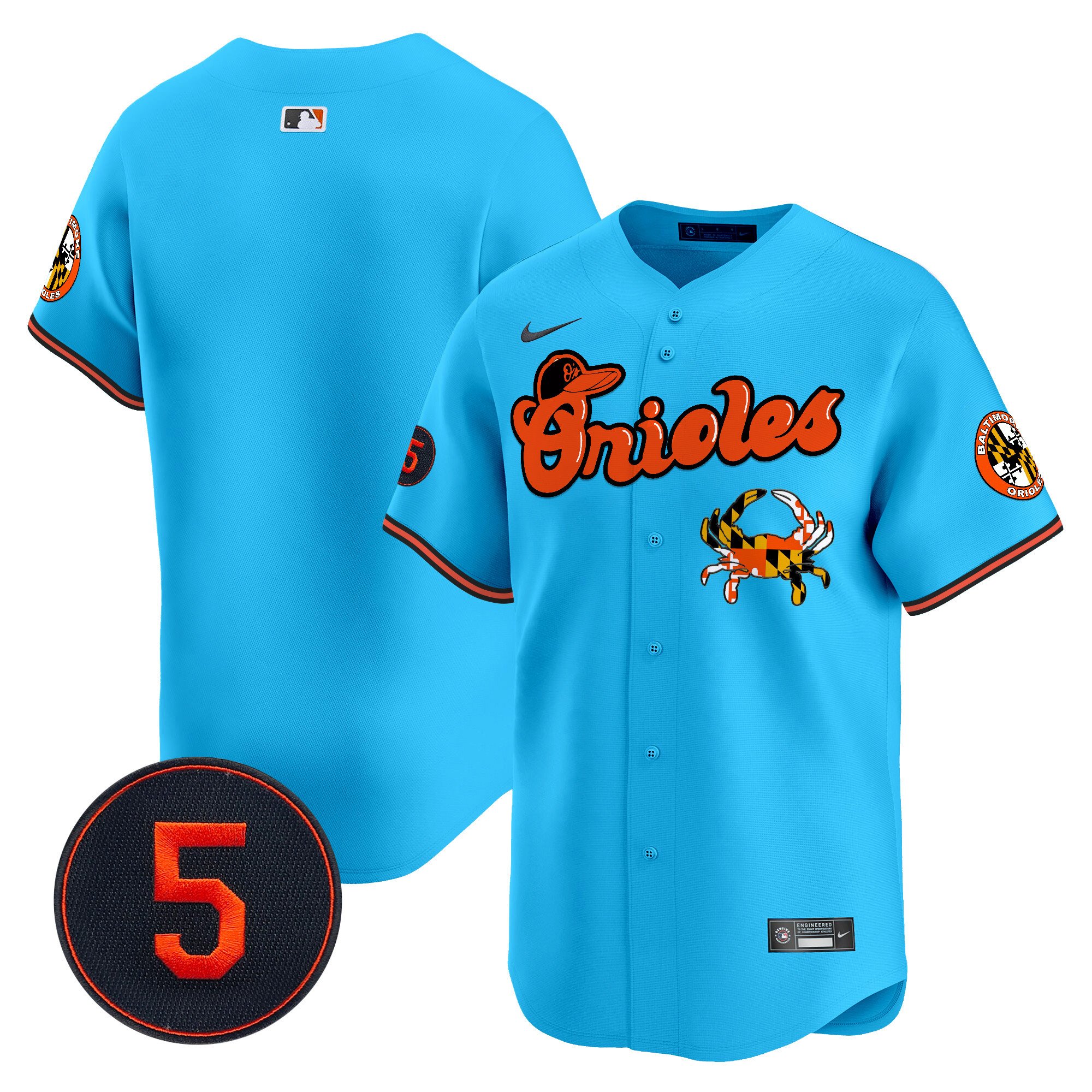 Men's Baltimore Orioles Robinson Patch Vapor Premier Limited Light Blue Jersey V6 - All Stitched