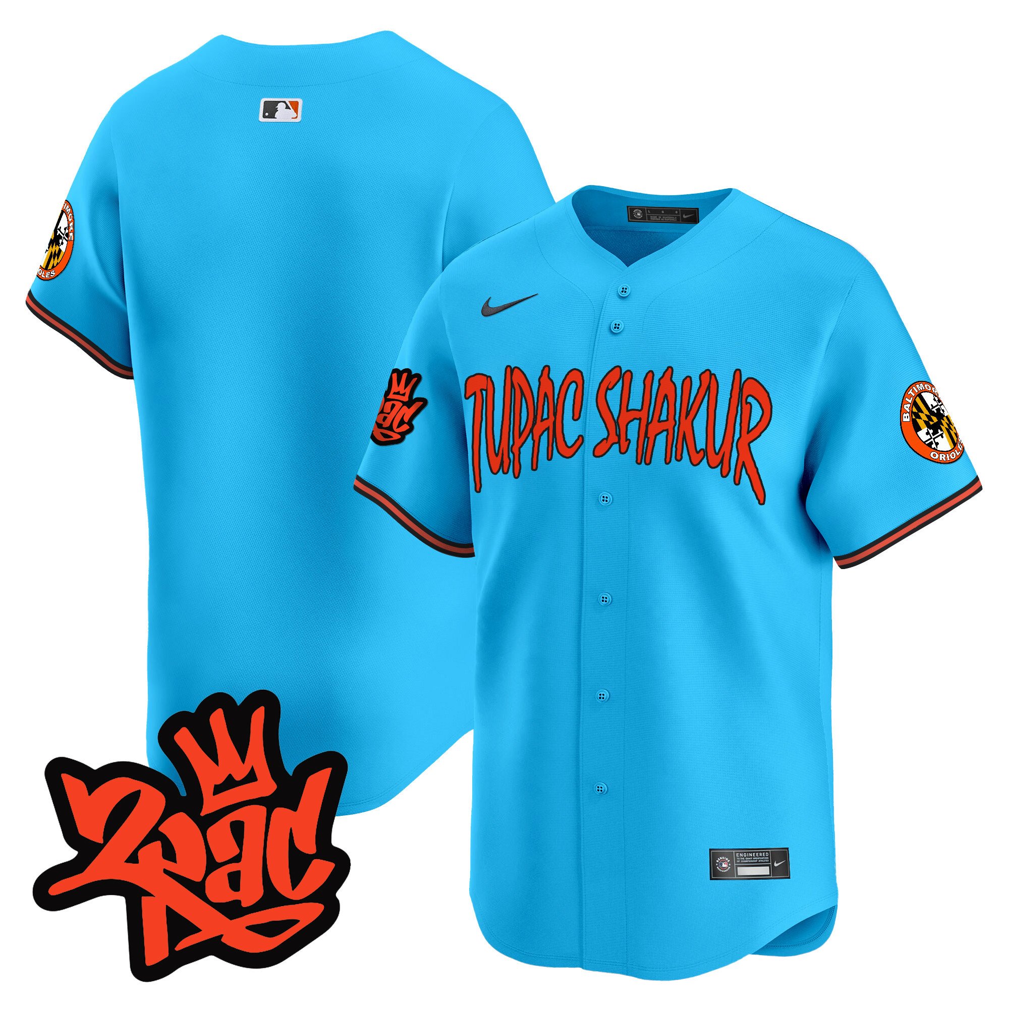 Men's Baltimore Orioles Tupac Shakur Vapor Premier Limited Light Blue Jersey - All Stitched