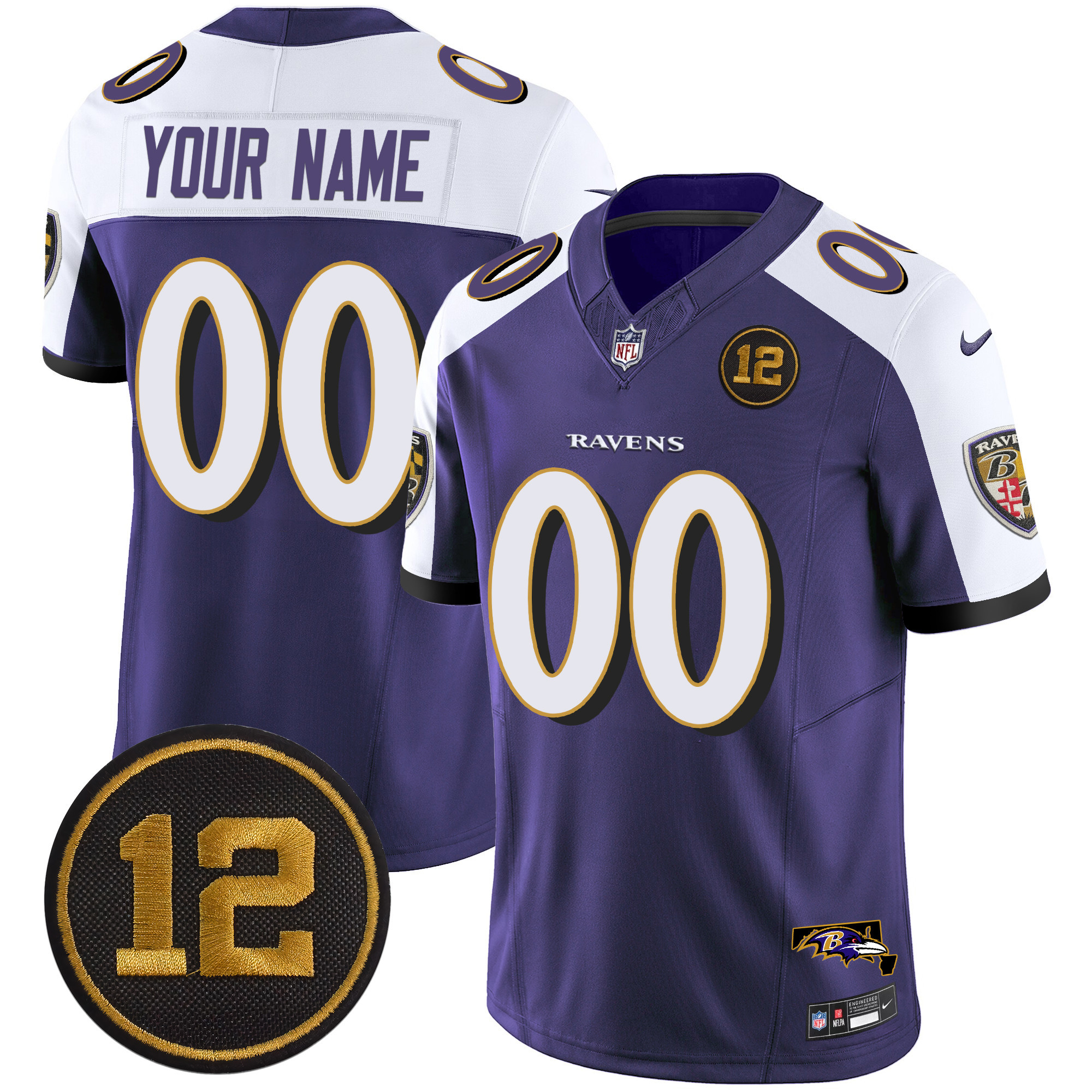 Men's Baltimore Ravens Jacoby Jones Patch Vapor Limited Custom Purple Alternate Jersey - All Stitched