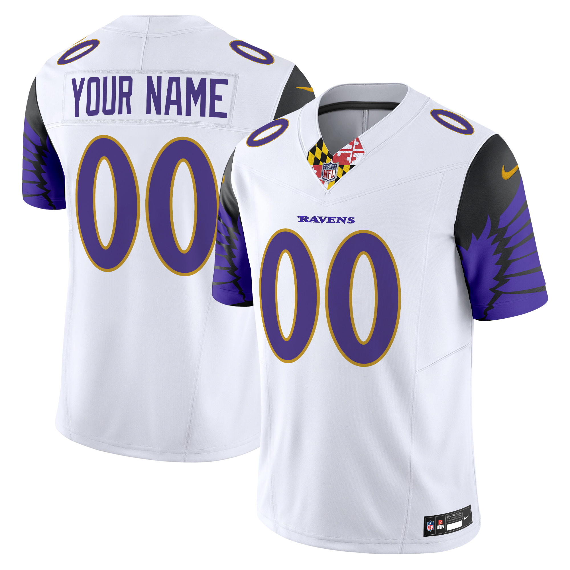 Men's Baltimore Ravens Special Vapor Limited Custom White Jersey - All Stitched