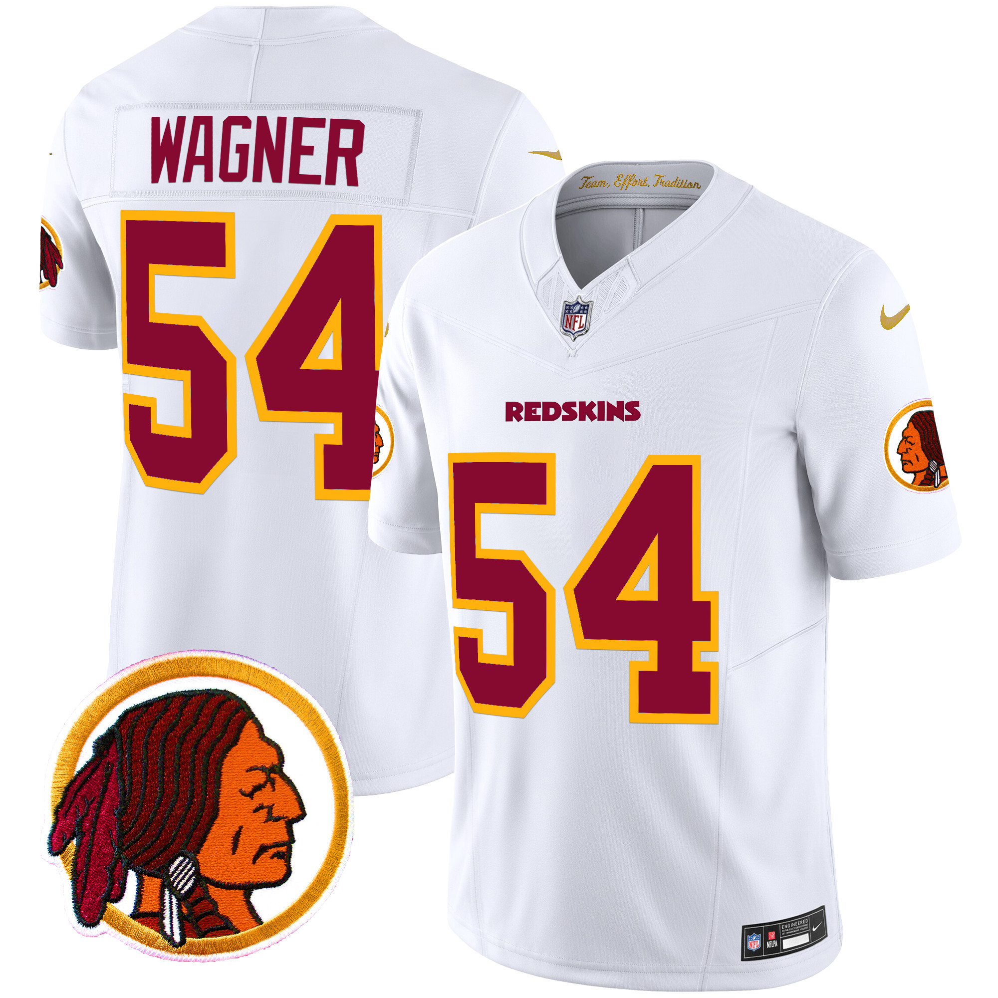 Men's Bobby Wagner Washington Redskins Throwback Vapor Limited White Jersey V2 - All Stitched