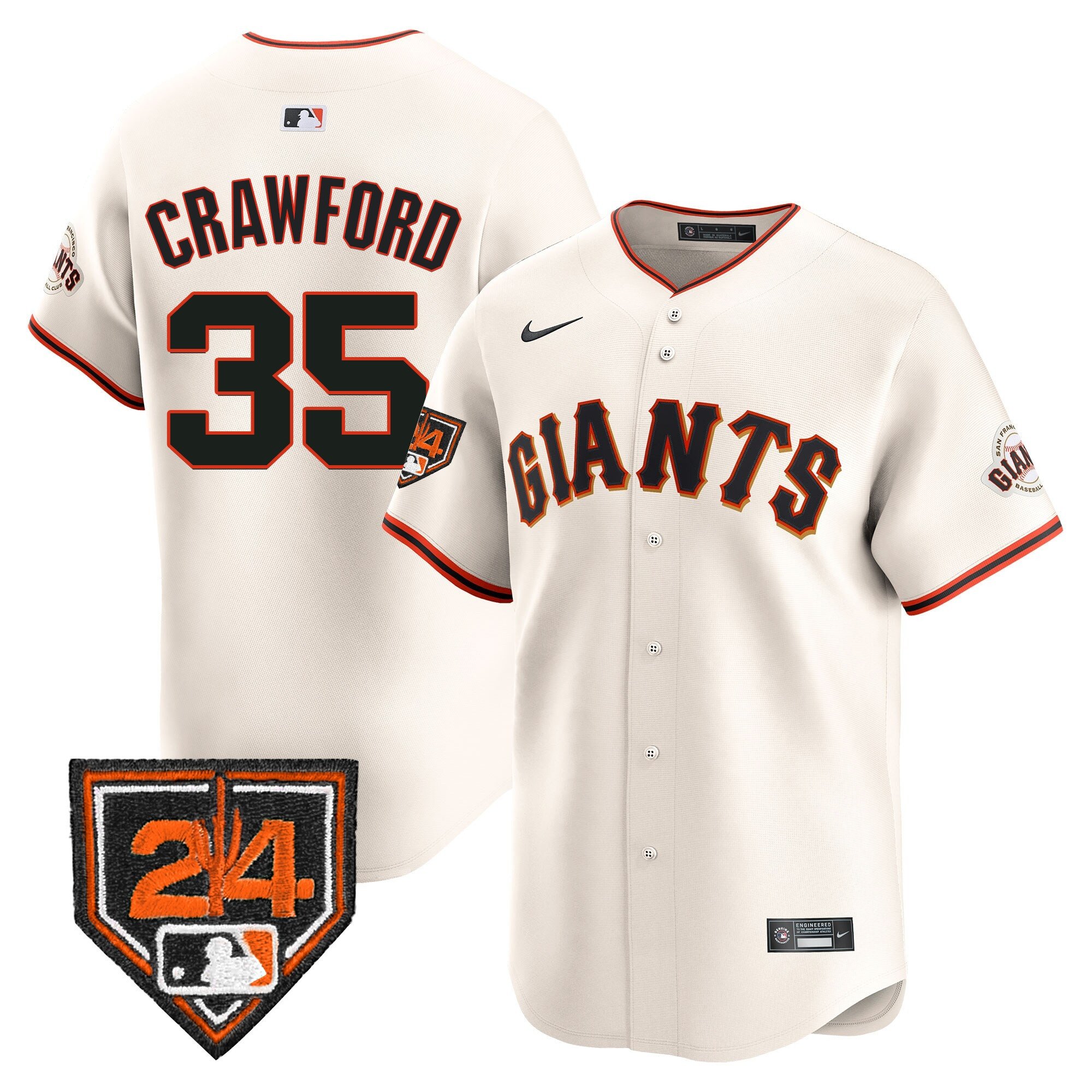Men's Brandon Crawford San Francisco Giants 2024 Spring Training Vapor Premier Limited Cream Jersey - All Stitched