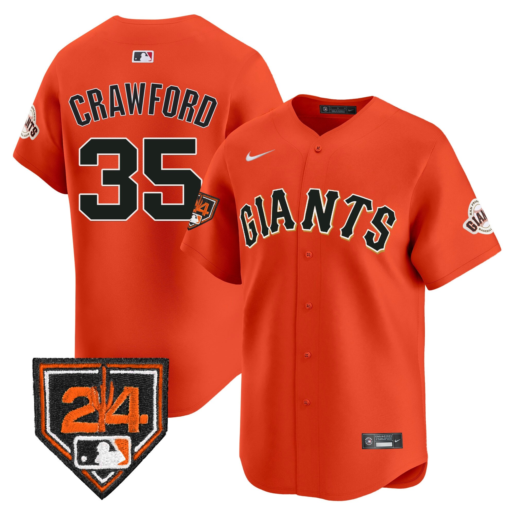 Men's Brandon Crawford San Francisco Giants 2024 Spring Training Vapor Premier Limited Orange Jersey - All Stitched