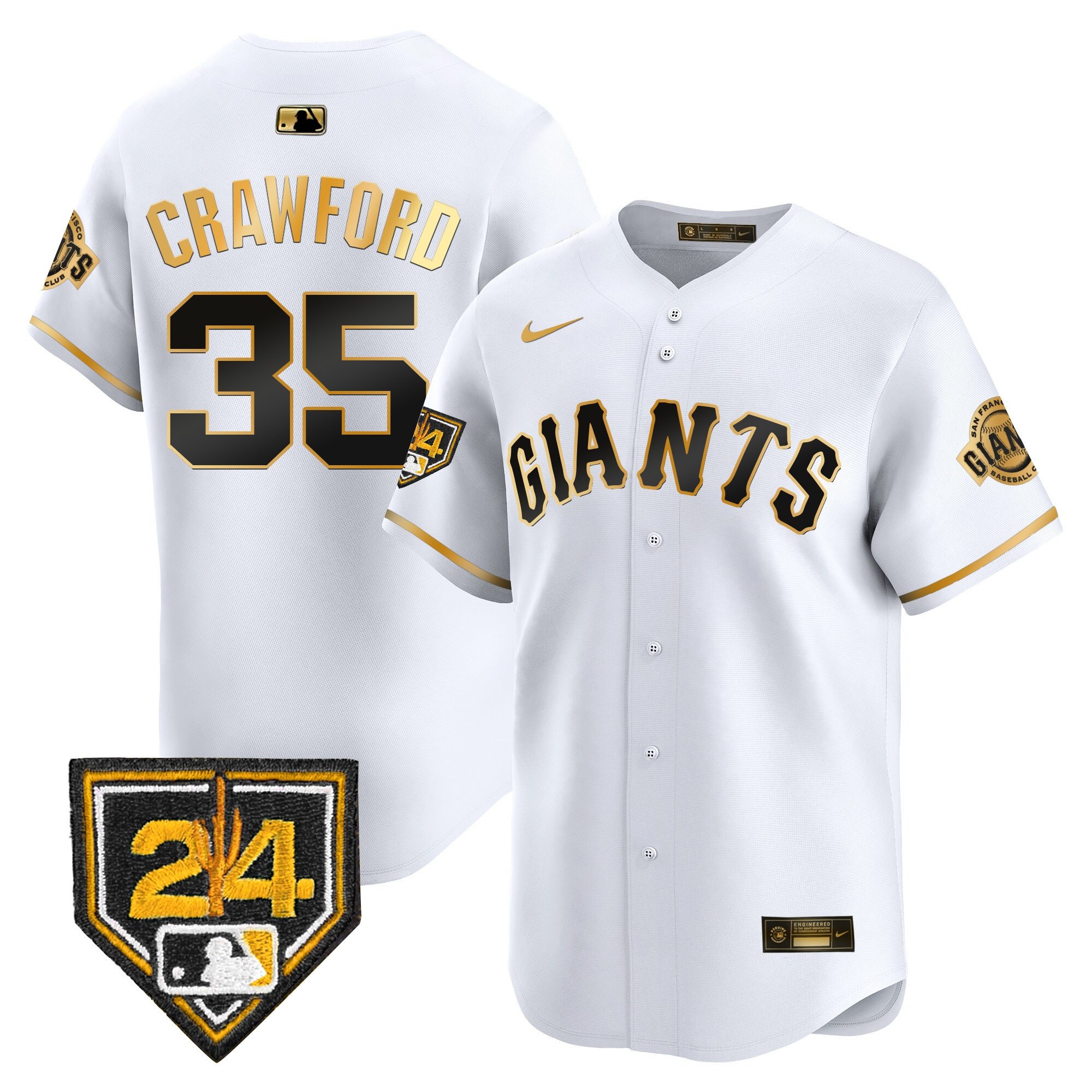 Men's Brandon Crawford San Francisco Giants 2024 Spring Training Vapor Premier Limited White Gold Jersey - All Stitched