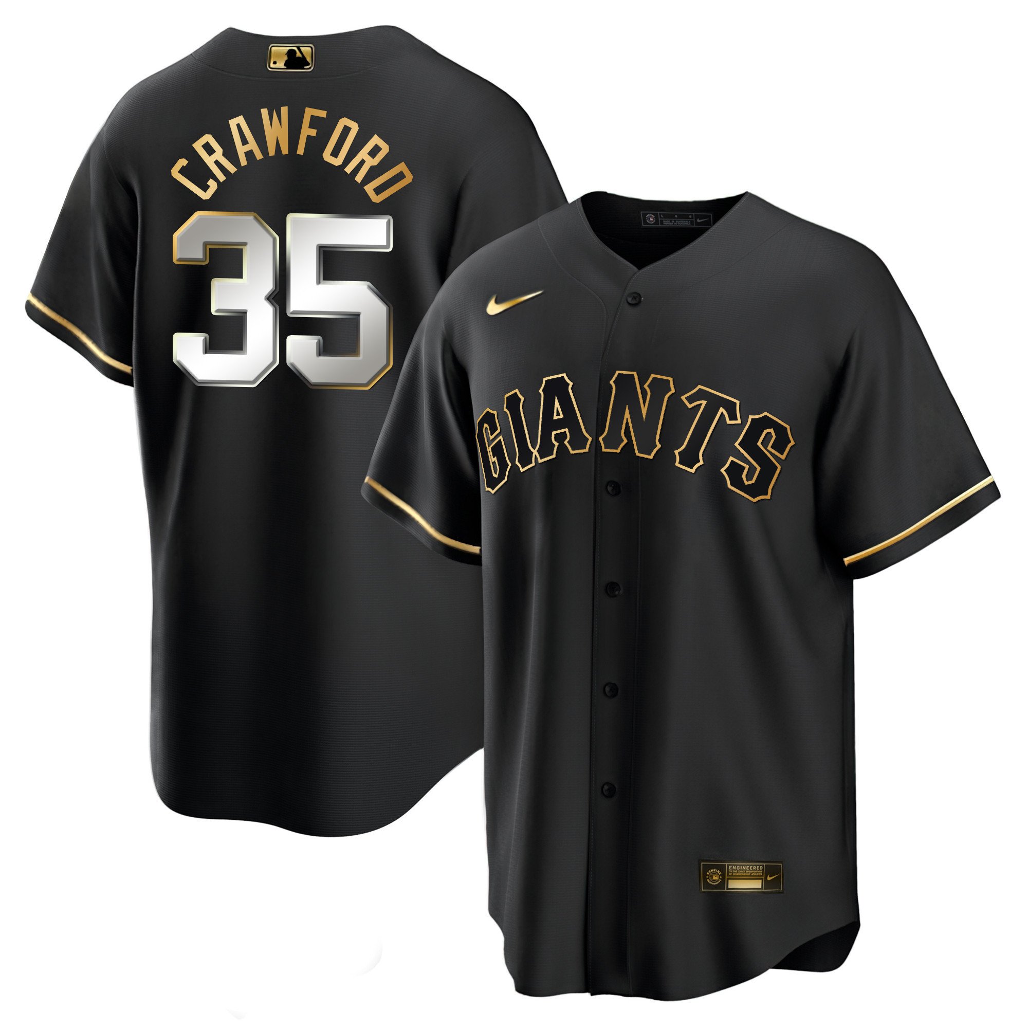 Men's Brandon Crawford San Francisco Giants Black Limited & Gold Cool Black Limited Jersey - All Stitched
