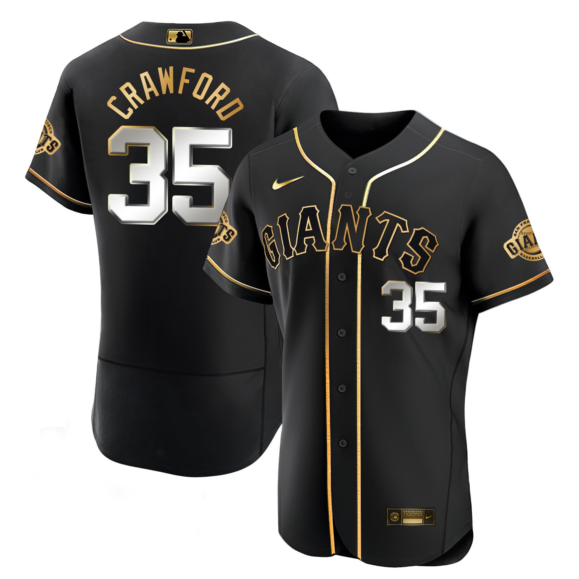 Men's Brandon Crawford San Francisco Giants Black Limited & Gold Flex Black Limited Jersey - All Stitched