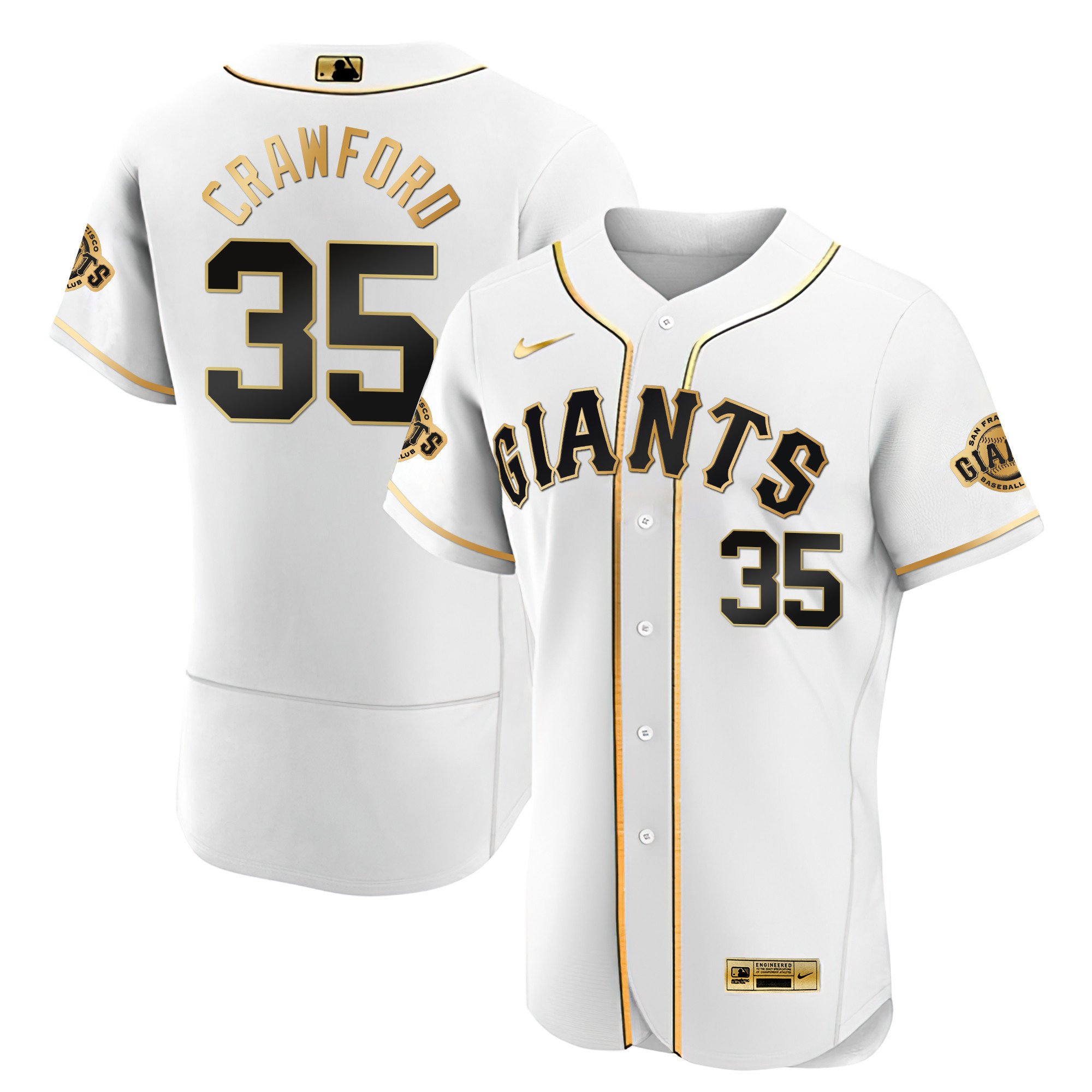 Men's Brandon Crawford San Francisco Giants Black Limited & Gold Flex White Gold Jersey - All Stitched
