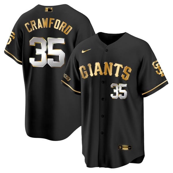 Men's Brandon Crawford San Francisco Giants Gold & City Connect Cool Black Jersey - All Stitched
