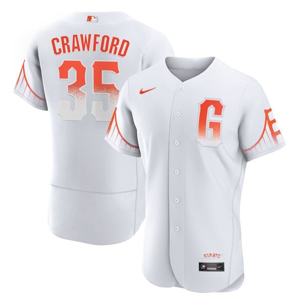 Men's Brandon Crawford San Francisco Giants Gold & City Connect Flex White Jersey - All Stitched