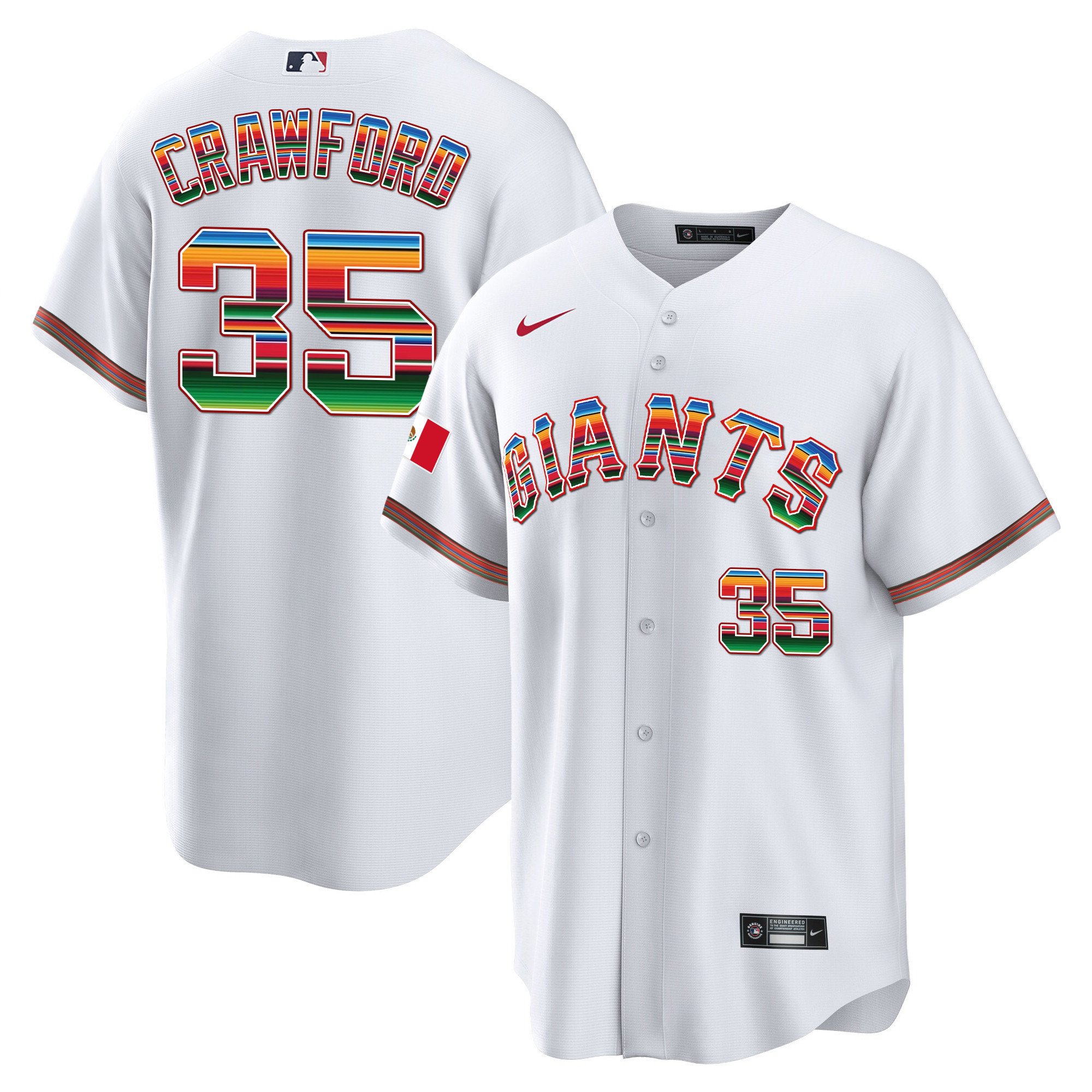 Men's Brandon Crawford San Francisco Giants Mexico Cool Base Limited White Jersey - All Stitched