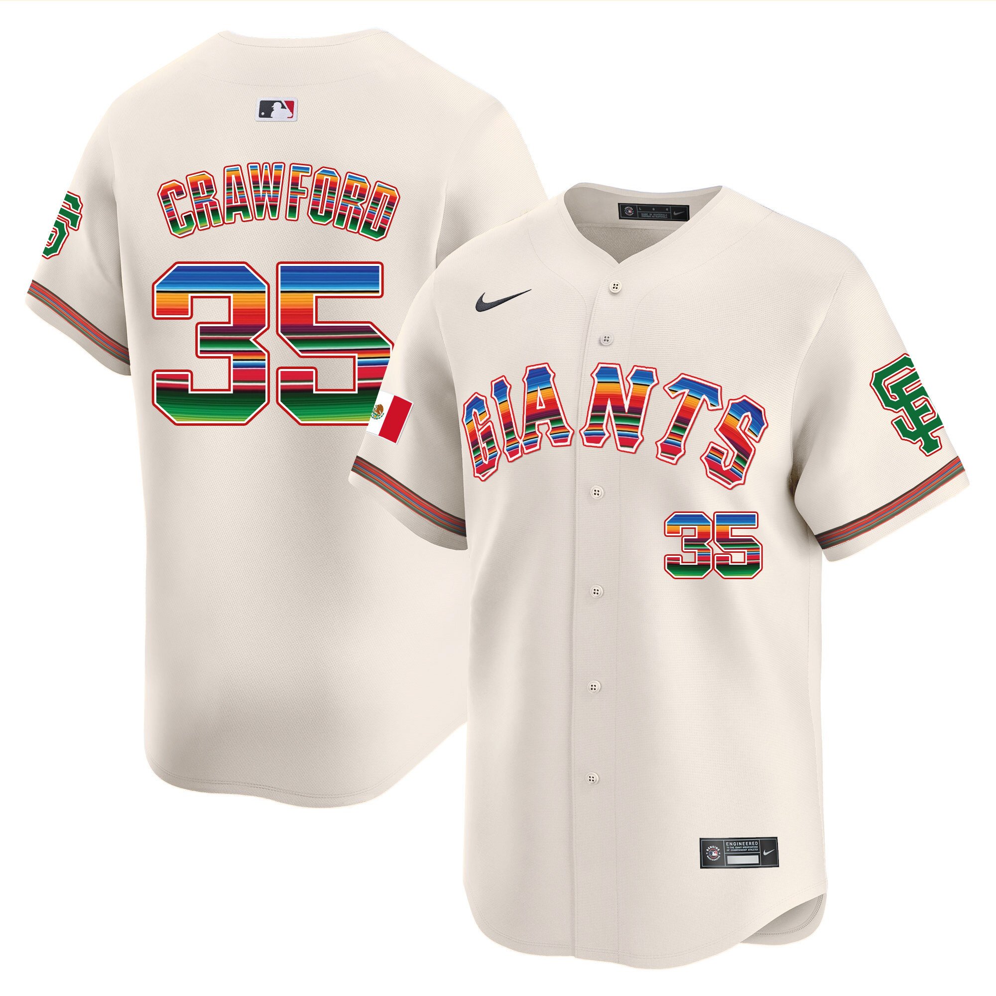 Men's Brandon Crawford San Francisco Giants Mexico Vapor Premier Limited Cream Jersey - All Stitched
