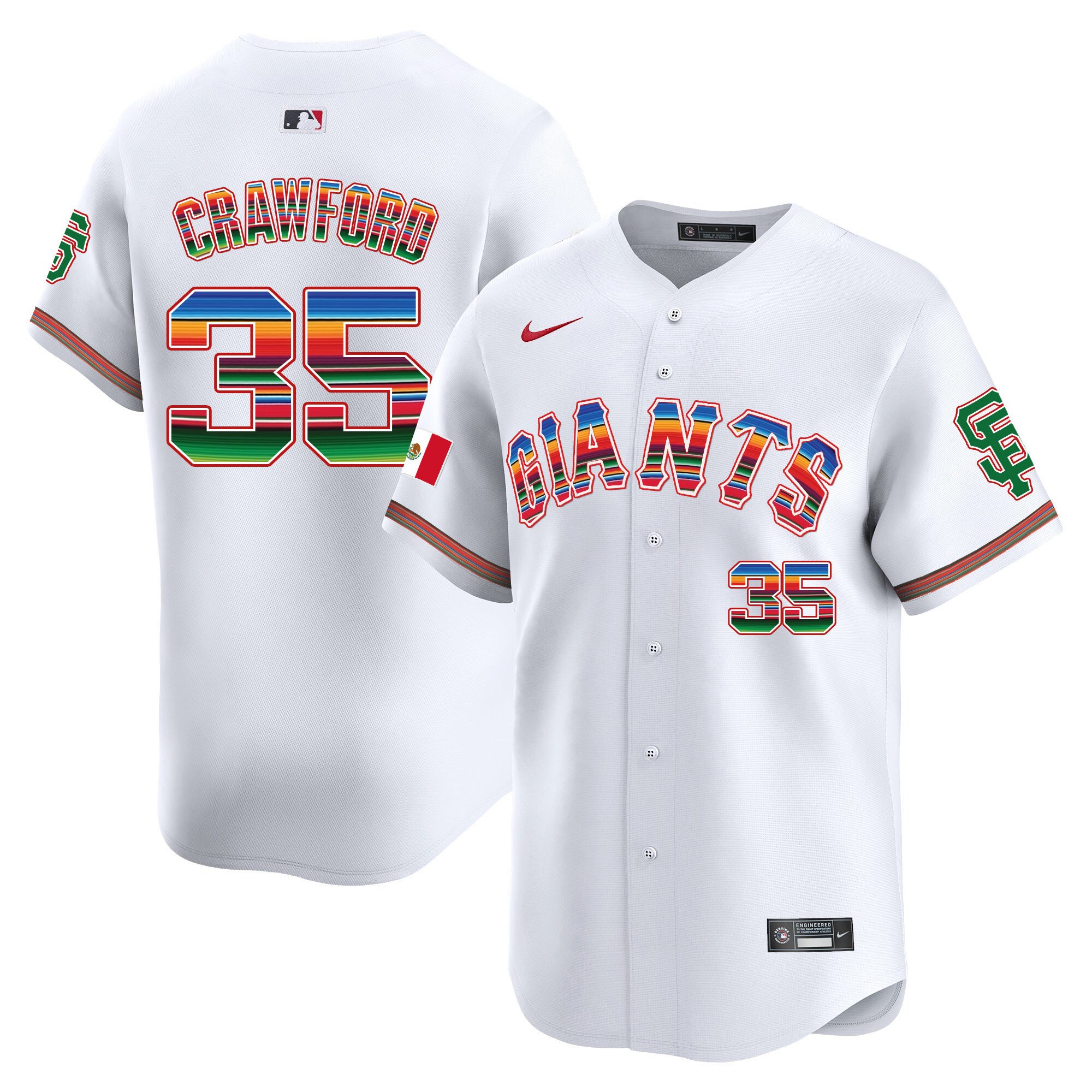 Men's Brandon Crawford San Francisco Giants Mexico Vapor Premier Limited White Jersey - All Stitched