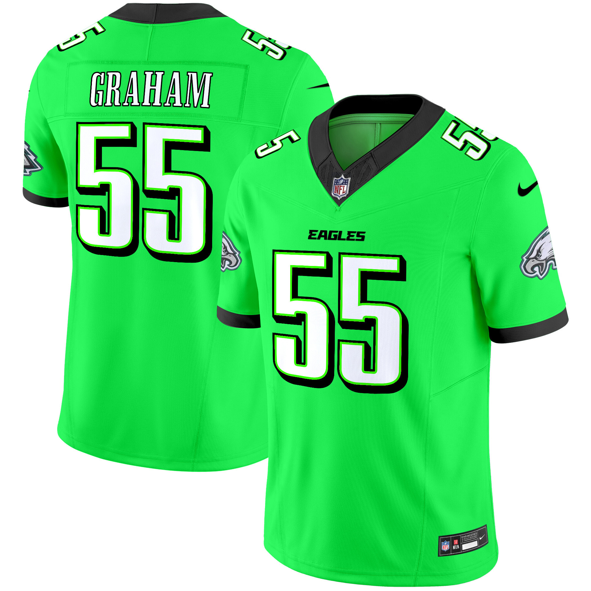 Men's Brandon Graham Philadelphia Eagles 2024 Practice Vapor Limited Green Neon Jersey - All Stitched