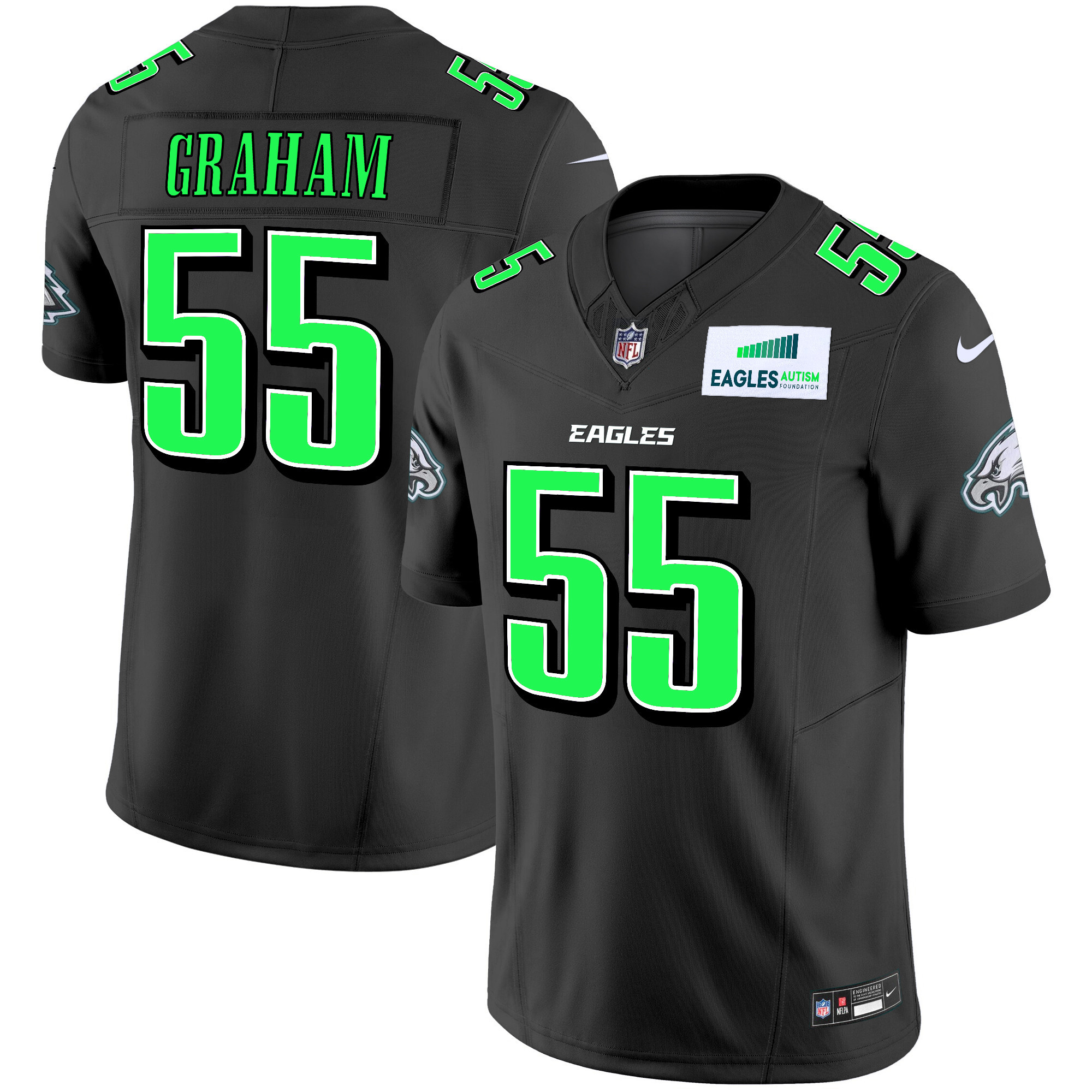 Men's Brandon Graham Philadelphia Eagles Autism Foundation Patch Vapor Limited Black Jersey - All Stitched