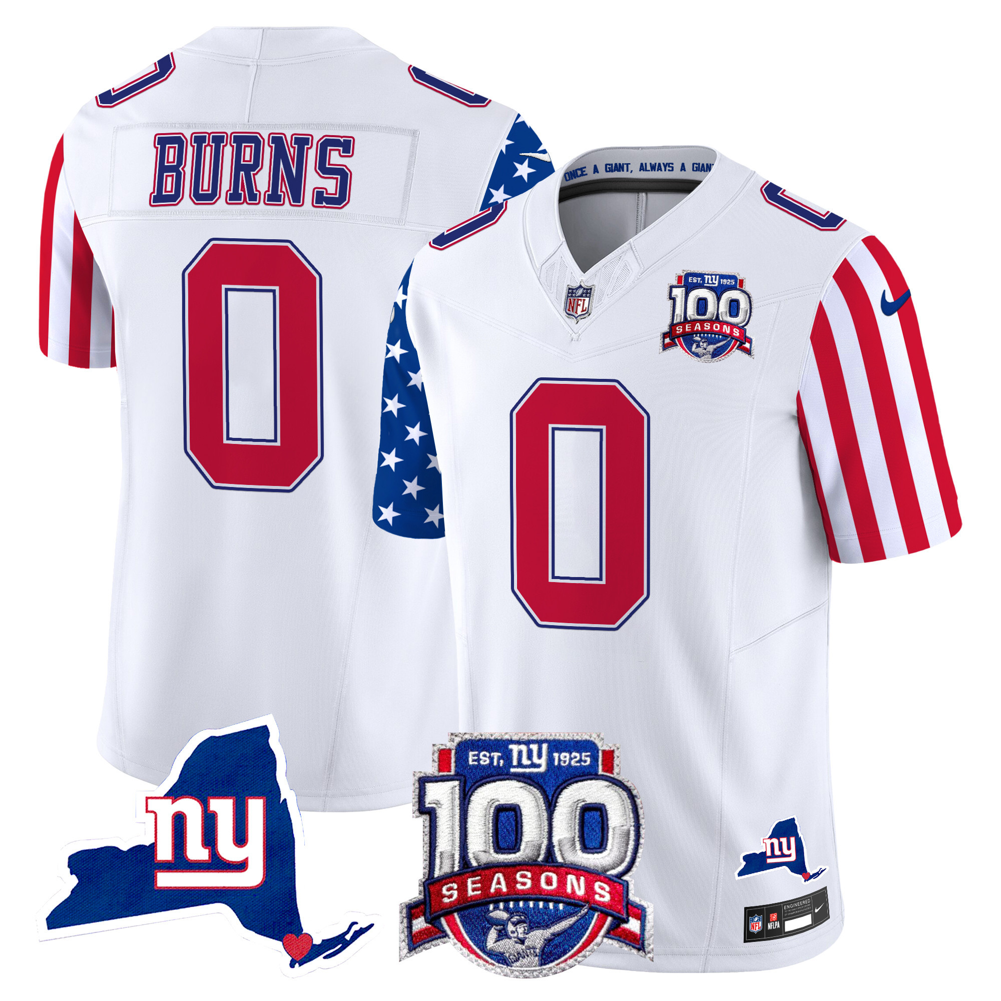 Men's Brian Burns New York Giants American Style Vapor Limited White Jersey - All Stitched