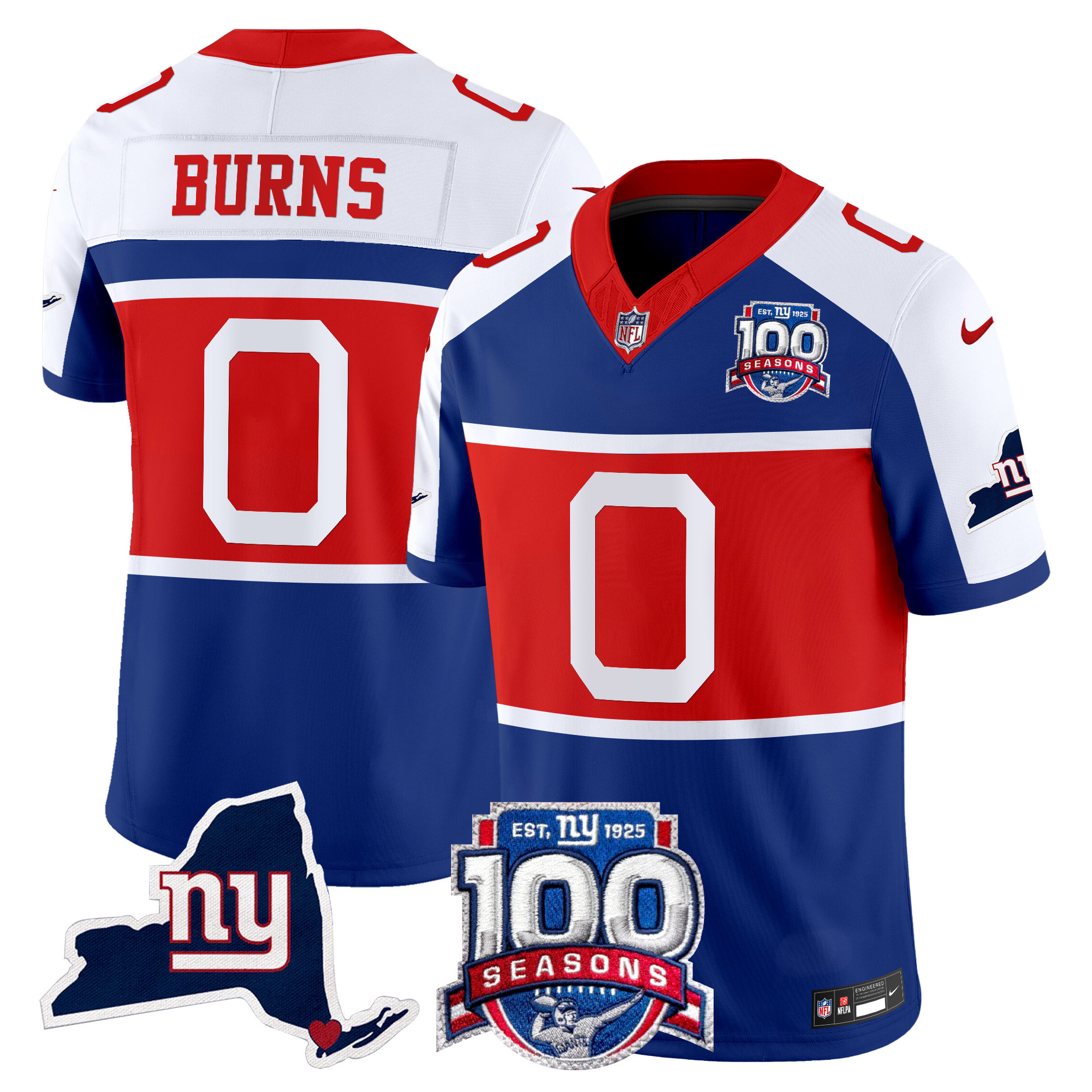 Men's Brian Burns New York Giants 'Century Red' 100th Commemorative Vapor Royal Alternate Jersey V2 - All Stitched