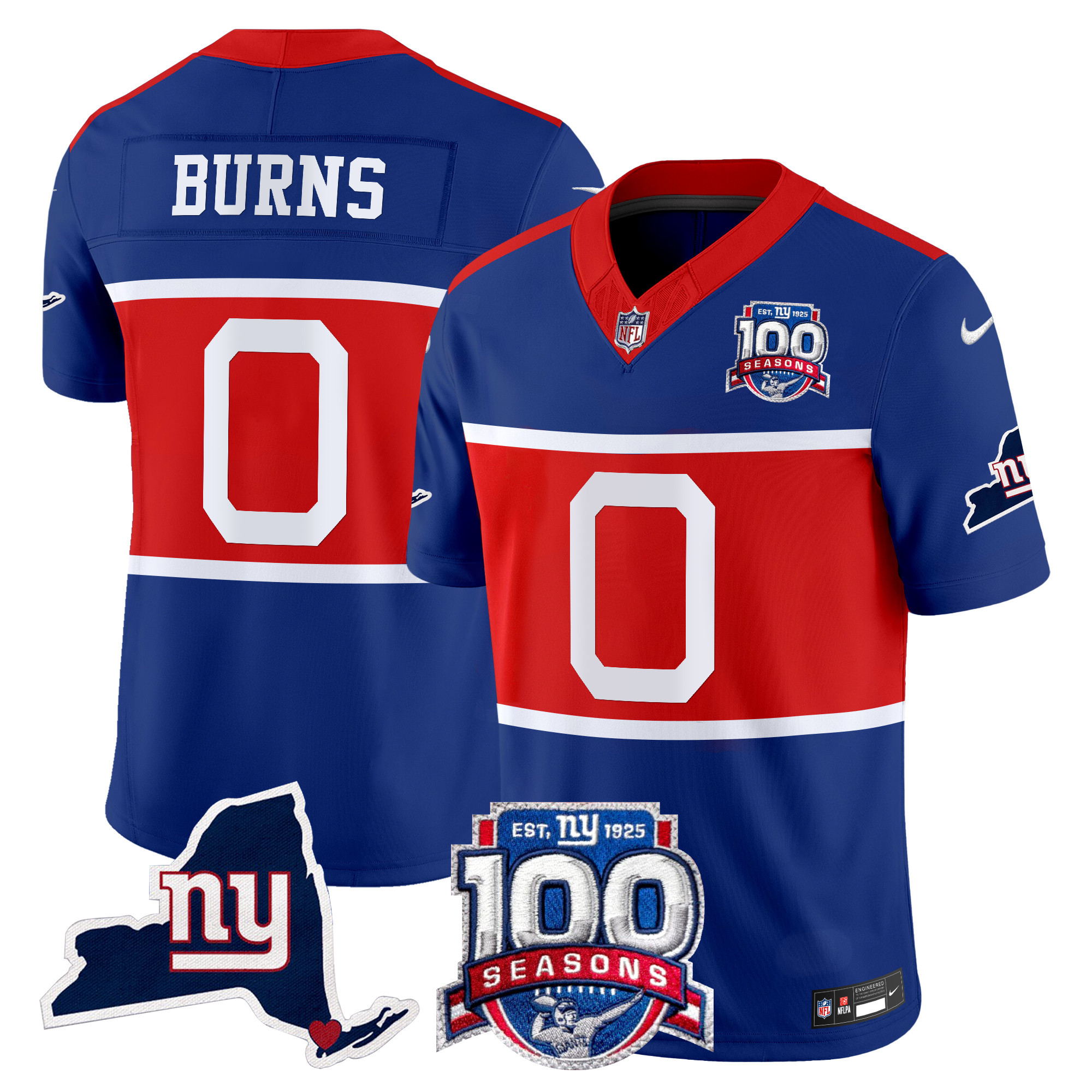 Men's Brian Burns New York Giants 'Century Red' 100th Commemorative Vapor Royal Jersey V2 - All Stitched