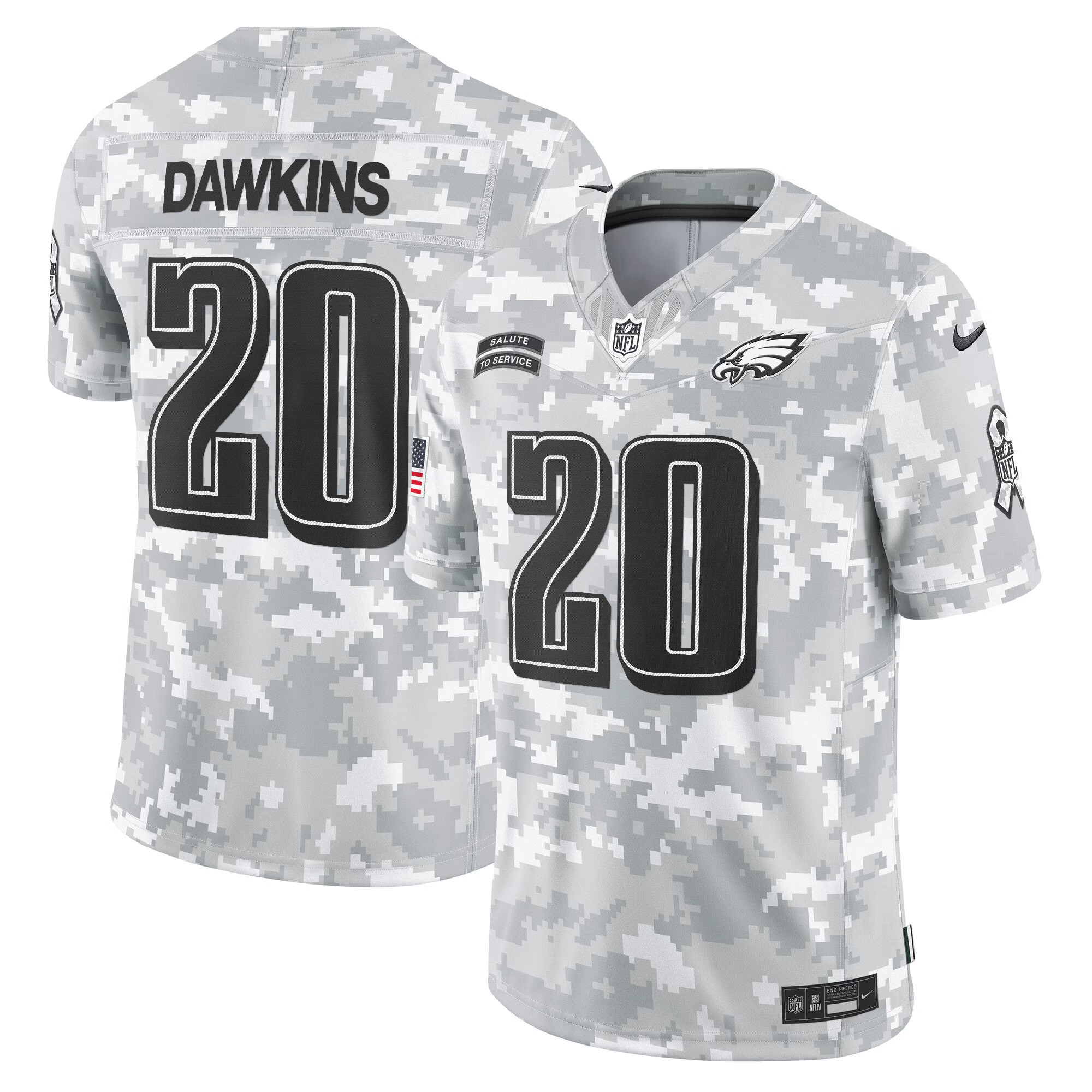 Men's Brian Dawkins Philadelphia Eagles 2024 Salute to Service Vapor Limited Arctic Camo Jersey - All Stitched