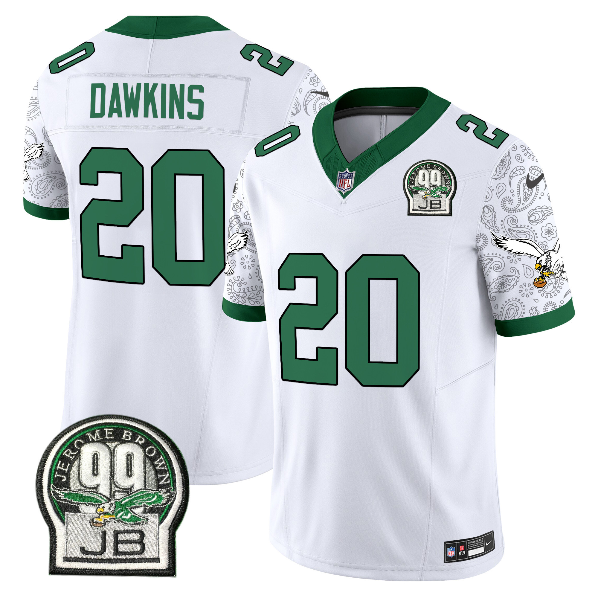 Men's Brian Dawkins Philadelphia Eagles Kelly Green Vapor Limited Kelly White Jersey V4 - All Stitched