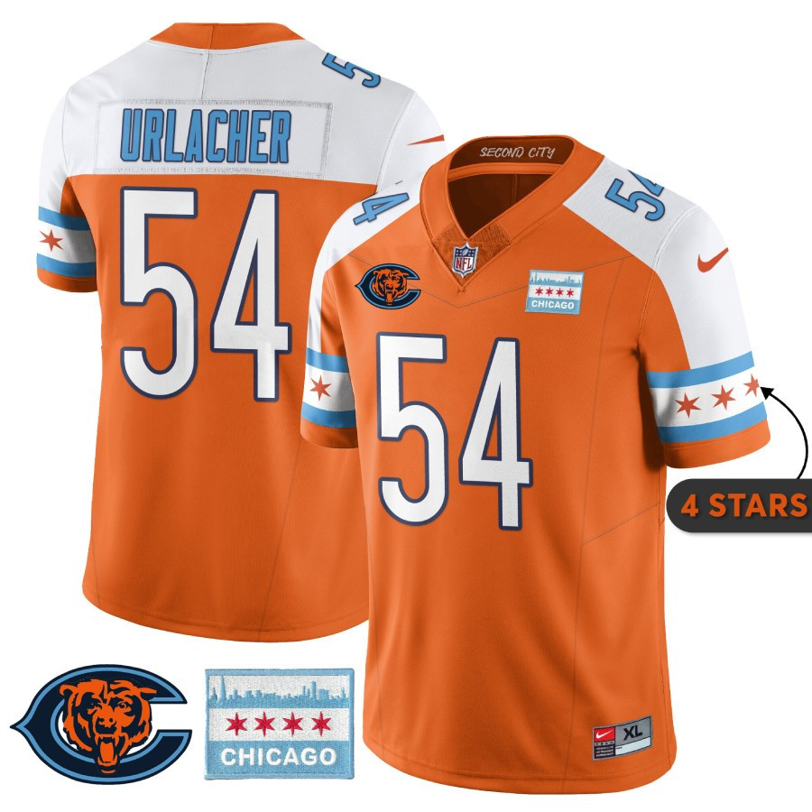 Men's Brian Urlacher Chicago Bears City Edition Orange Alternate Jersey - Chicago Flag - All Stitched