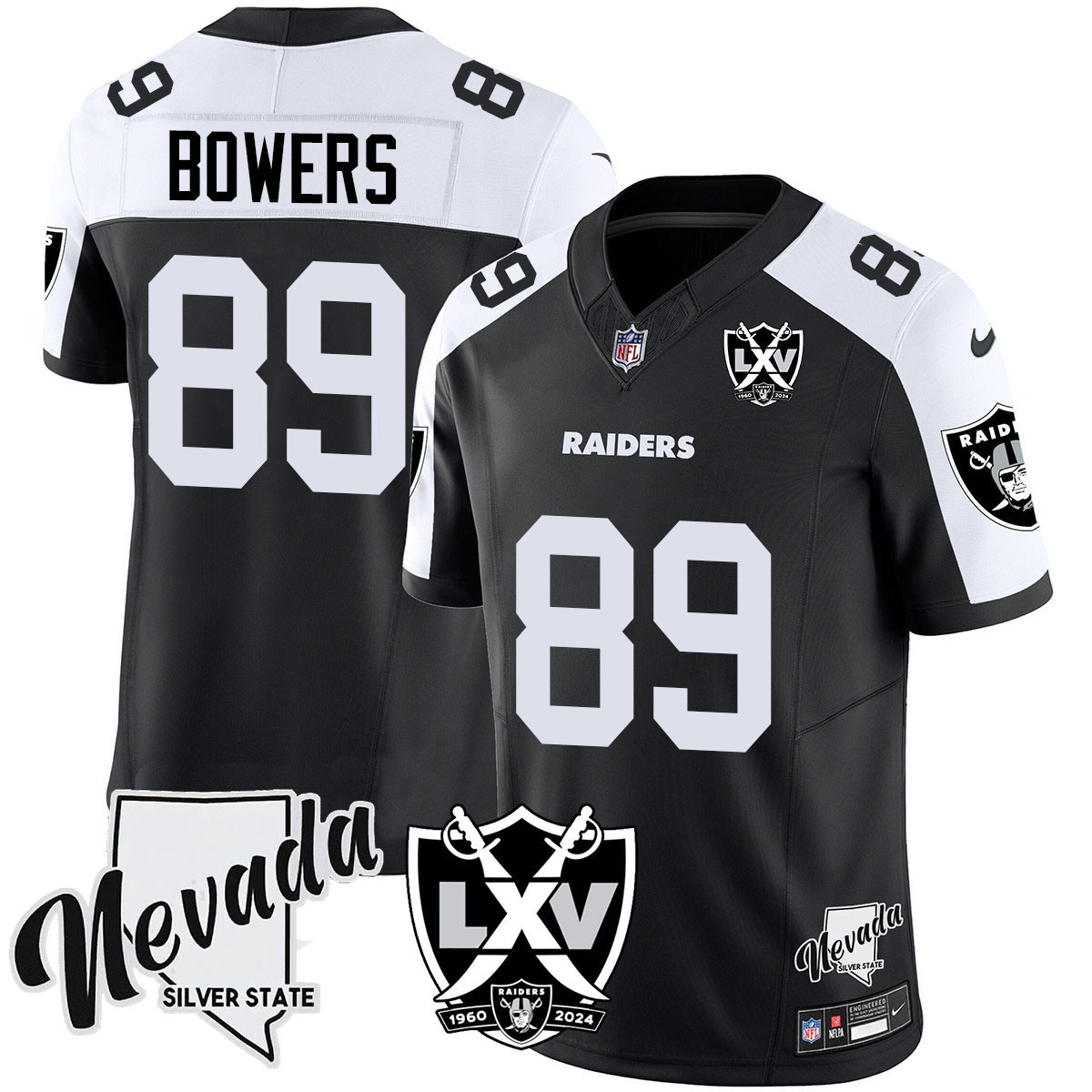 Men's Brock Bowers Las Vegas Raiders 2024 Vapor Limited Black Alternate Jersey - 65th Anniversary - All Stitched