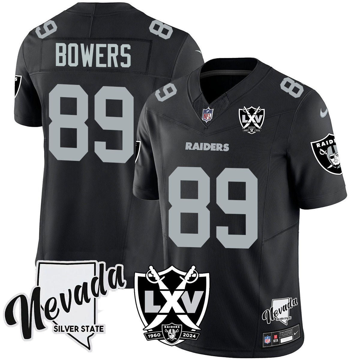 Men's Brock Bowers Las Vegas Raiders 2024 Vapor Limited Black Jersey - 65th Anniversary - All Stitched