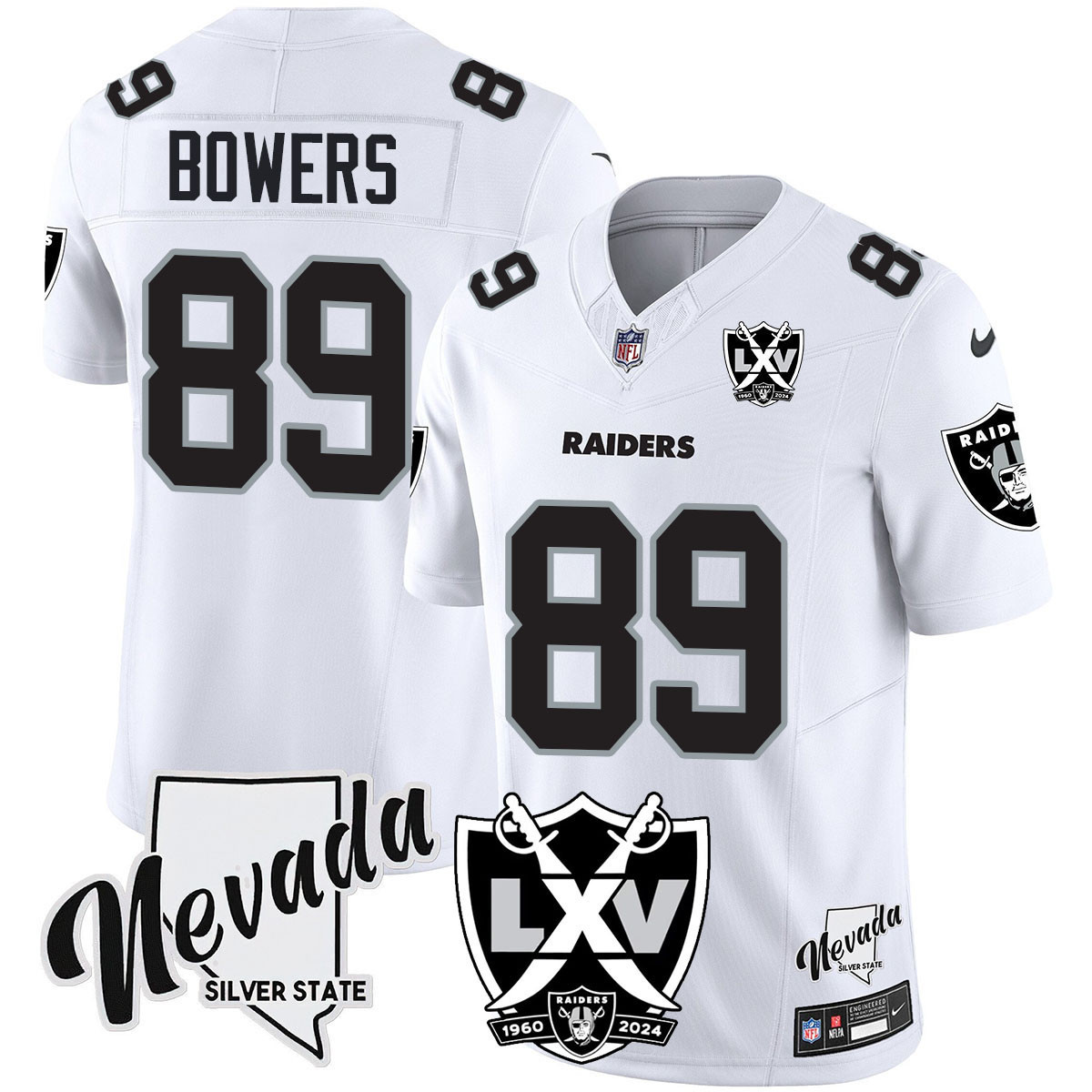 Men's Brock Bowers Las Vegas Raiders 2024 Vapor Limited White Limited Jersey - 65th Anniversary - All Stitched