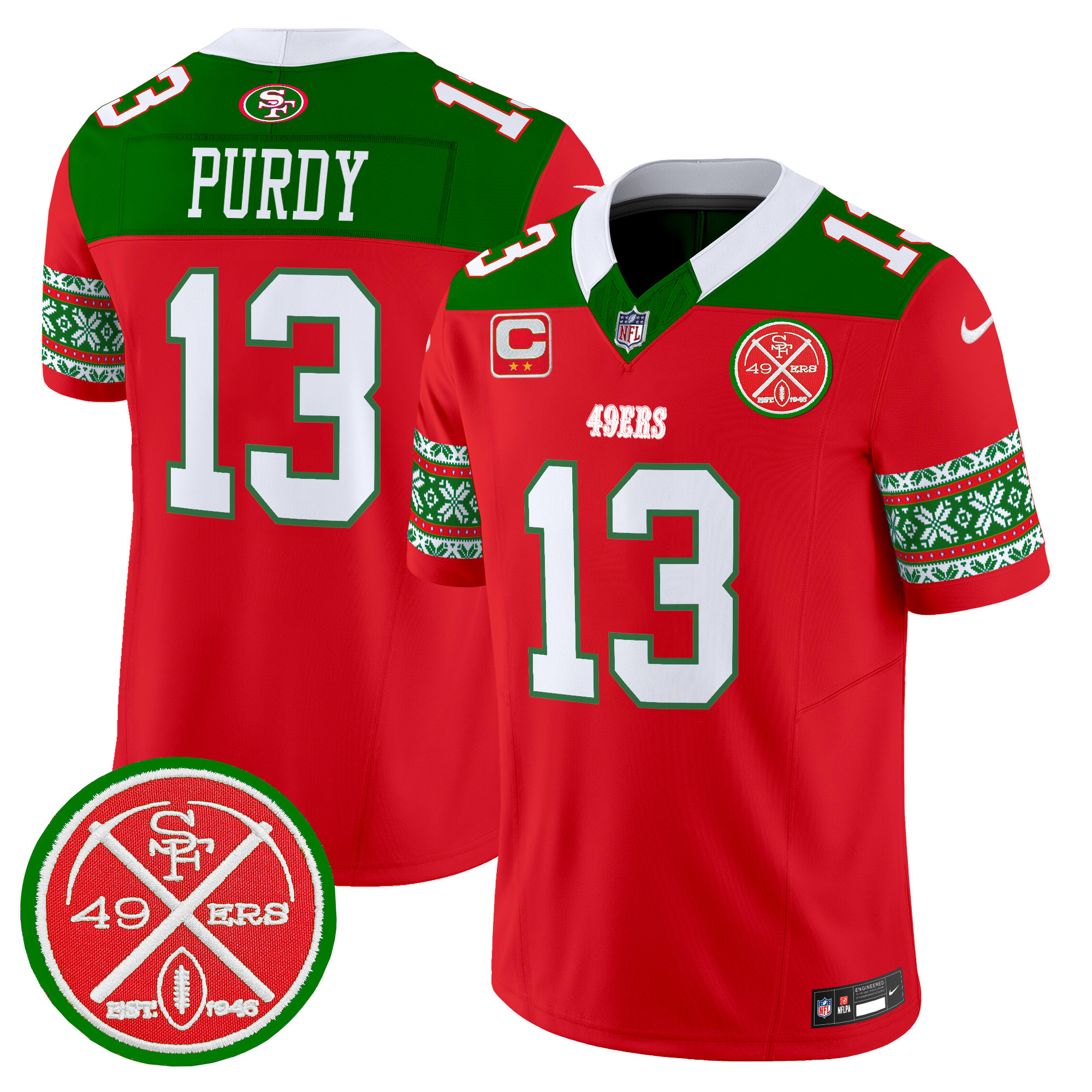 Men's Brock Purdy San Francisco 49ers 2024 Christmas Vapor Limited Red Jersey - All Stitched