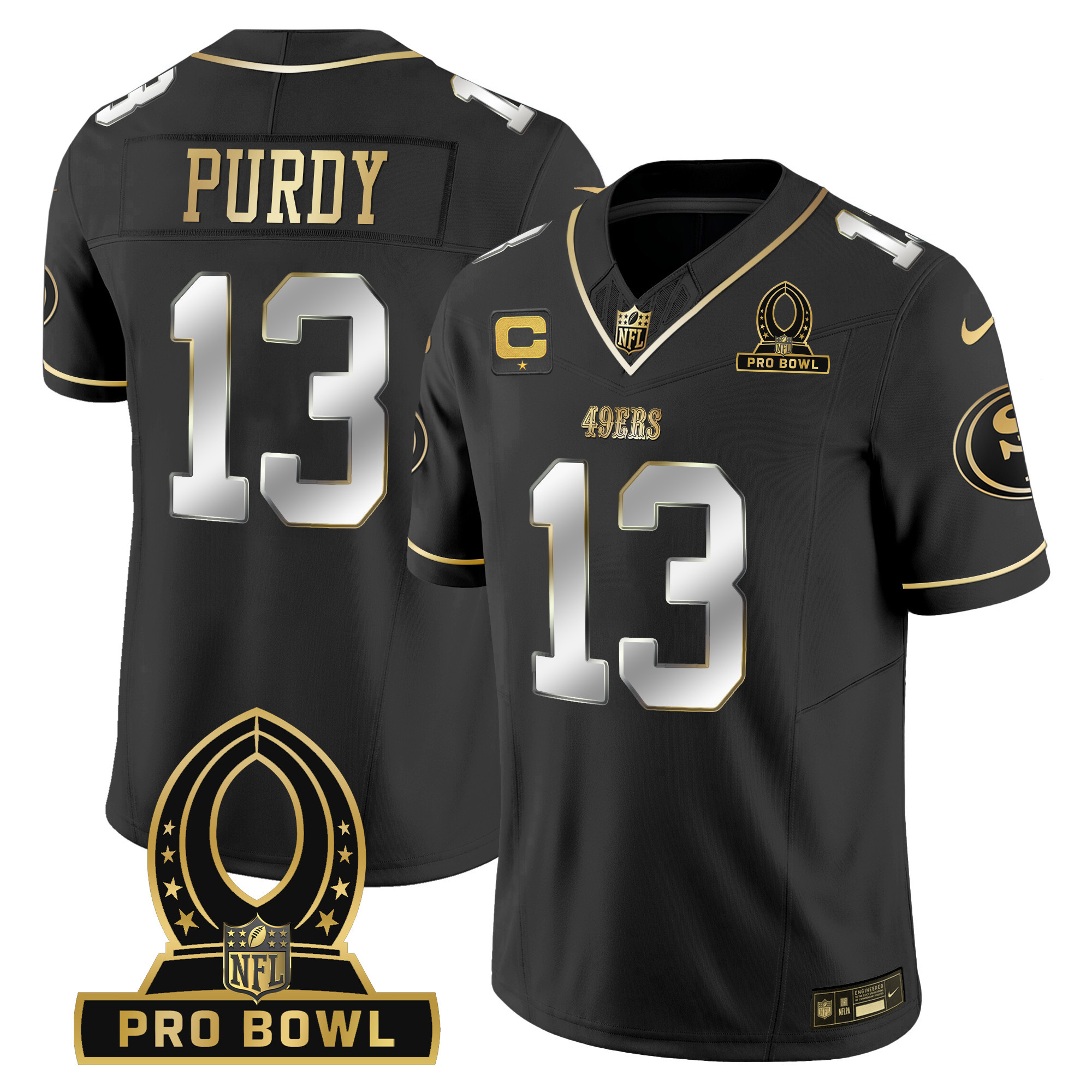 Men's Brock Purdy San Francisco 49ers 2024 Pro Bowl Patch Vapor Black Limited Jersey - All Stitched