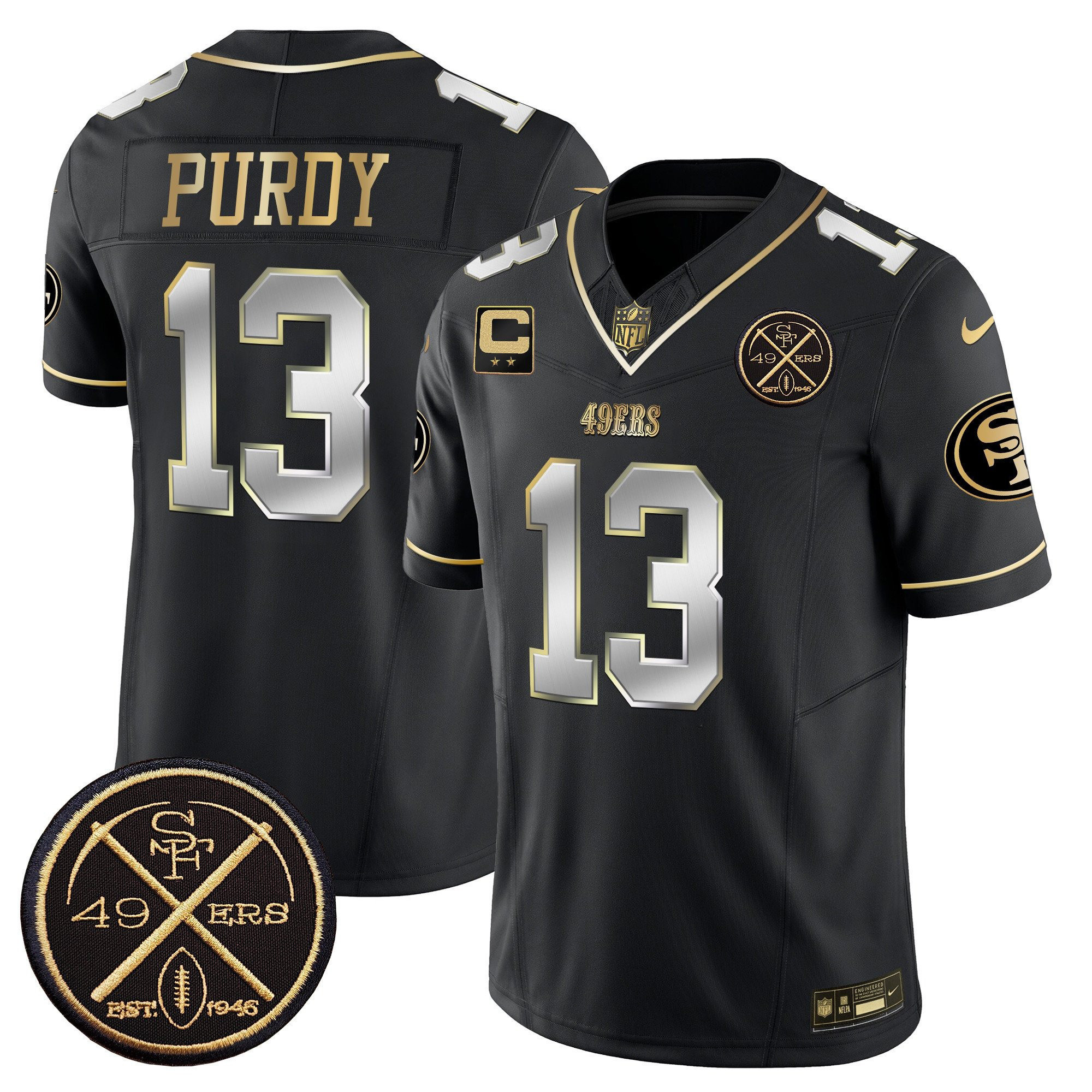 Men's Brock Purdy San Francisco 49ers Est.1946 Patch Vapor Limited Black Limited Jersey - All Stitched