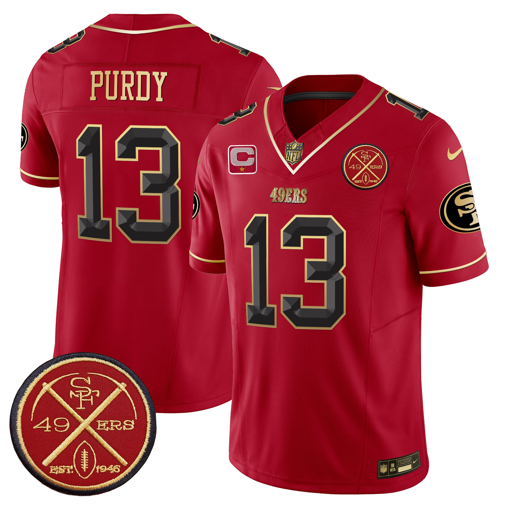 Men's Brock Purdy San Francisco 49ers Est.1946 Patch Vapor Limited Scarlet Limited Jersey V2 - All Stitched
