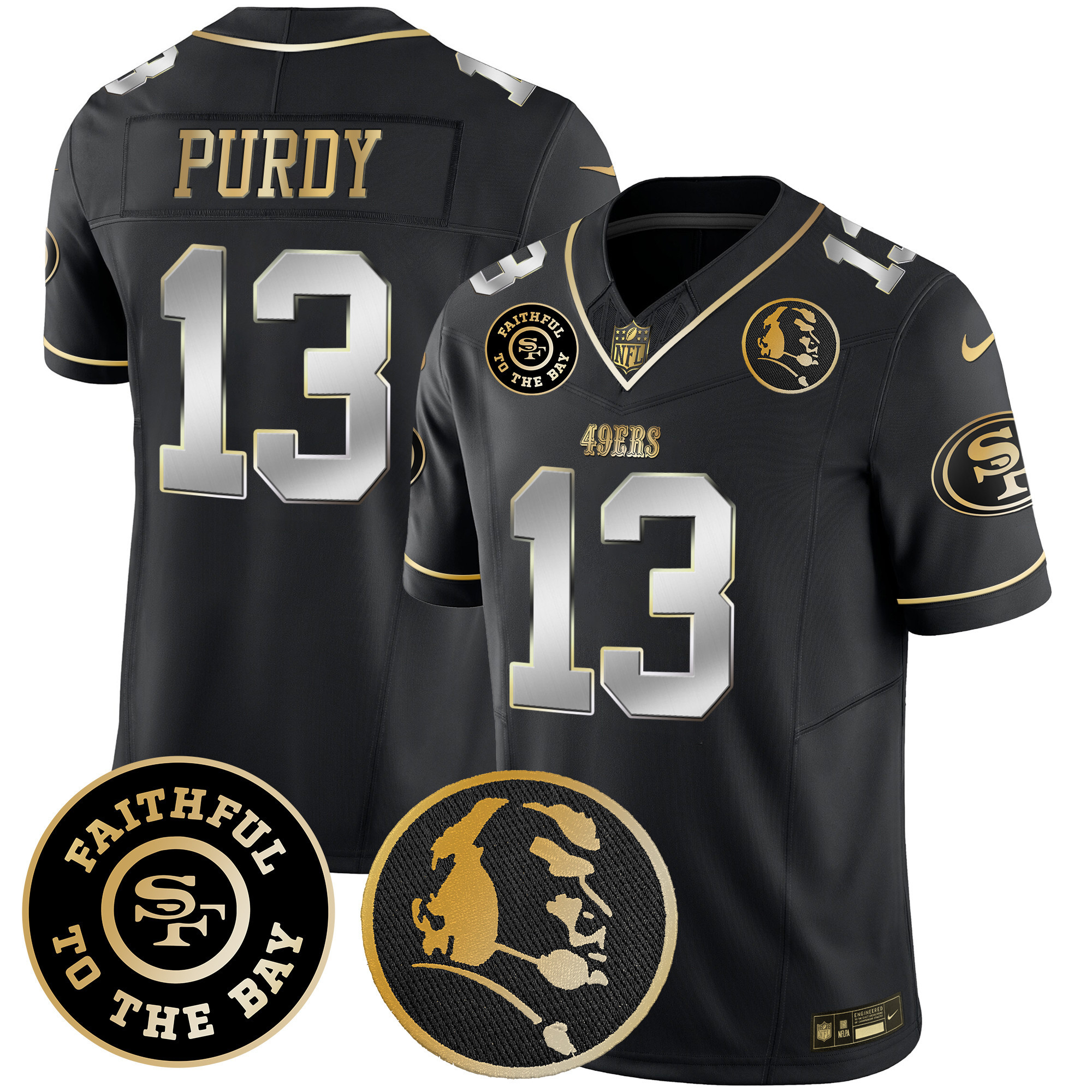 Men's Brock Purdy San Francisco 49ers Faithful & John Madden Patch Vapor Black Limited Jersey - All Stitched