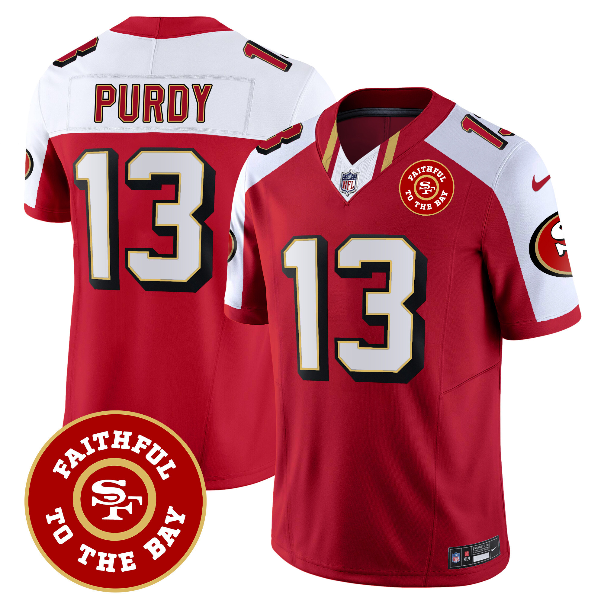 Men's Brock Purdy San Francisco 49ers Faithful To The Bay Patch Vapor Limited Alternate Jersey V9 - All Stitched