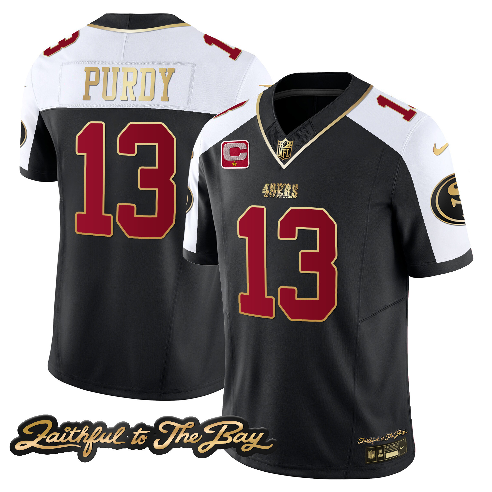 Men's Brock Purdy San Francisco 49ers Faithful To The Bay Patch Vapor Limited Black Alternate Jersey V3 - All Stitched